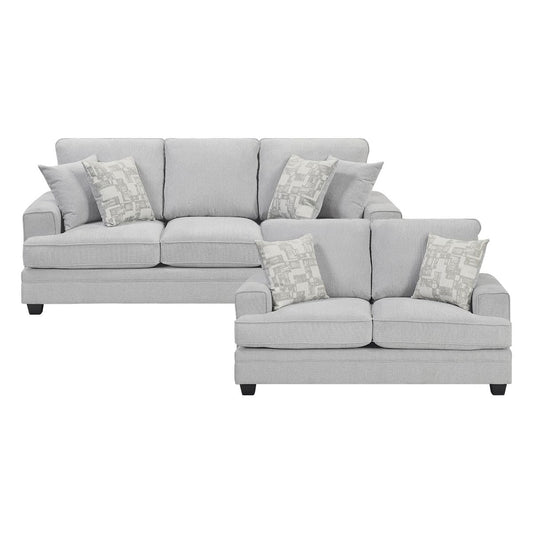Sarah - Sofa & Loveseat - Pearl Silver