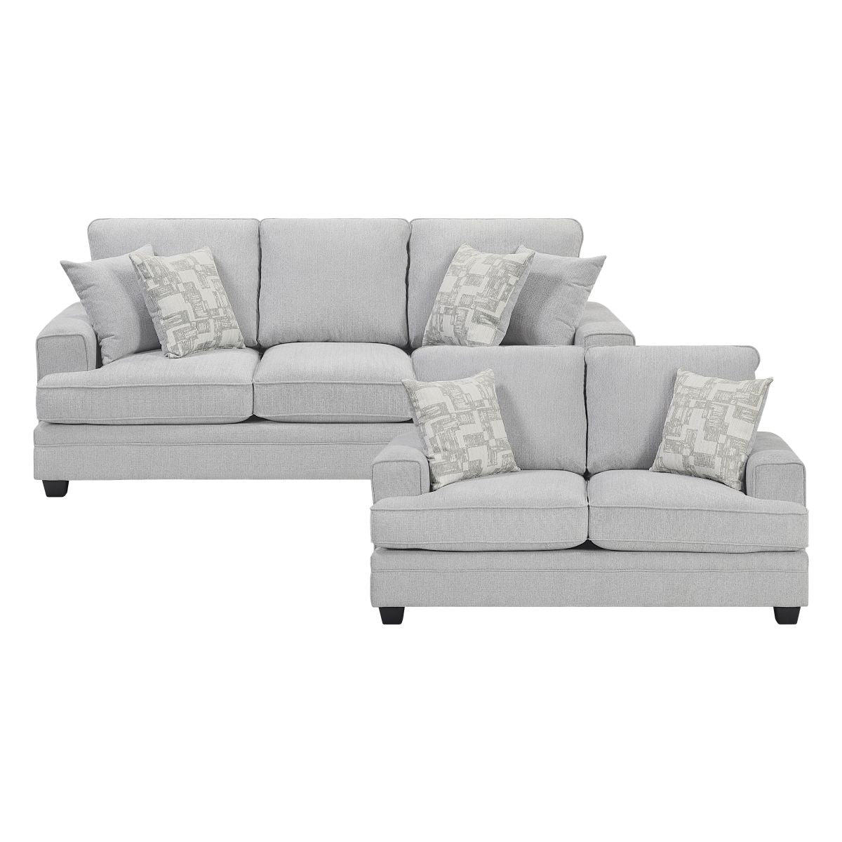 Sarah - Sofa & Loveseat - Pearl Silver