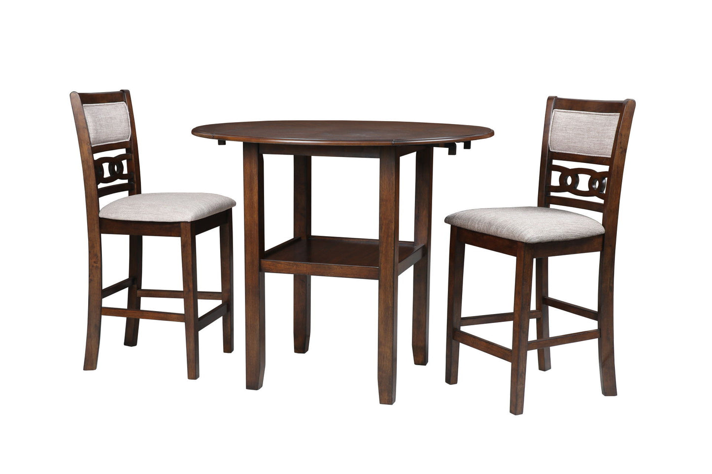 Gia - 3 Piece Dining Set (Counter Drop Leaf Table & 2 Chairs) Fabric - Cherry