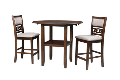 Gia - 3 Piece Dining Set (Counter Drop Leaf Table & 2 Chairs) Fabric - Cherry