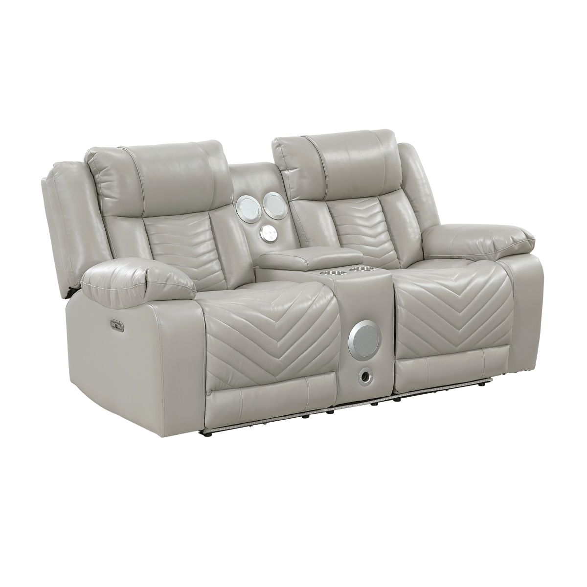 Huron - Power Double Reclining Loveseat With Center Console, Wireless Speakers, LED And Charging Ports