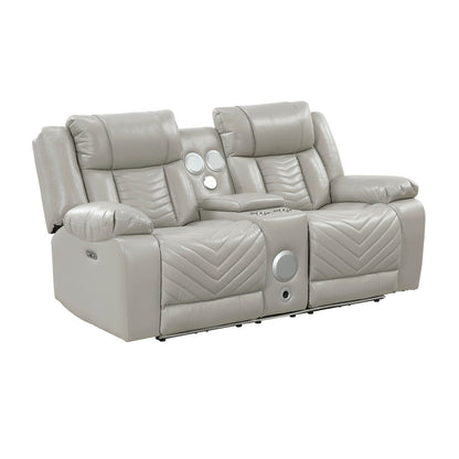 Huron - Power Double Reclining Loveseat With Center Console, Wireless Speakers, LED And Charging Ports