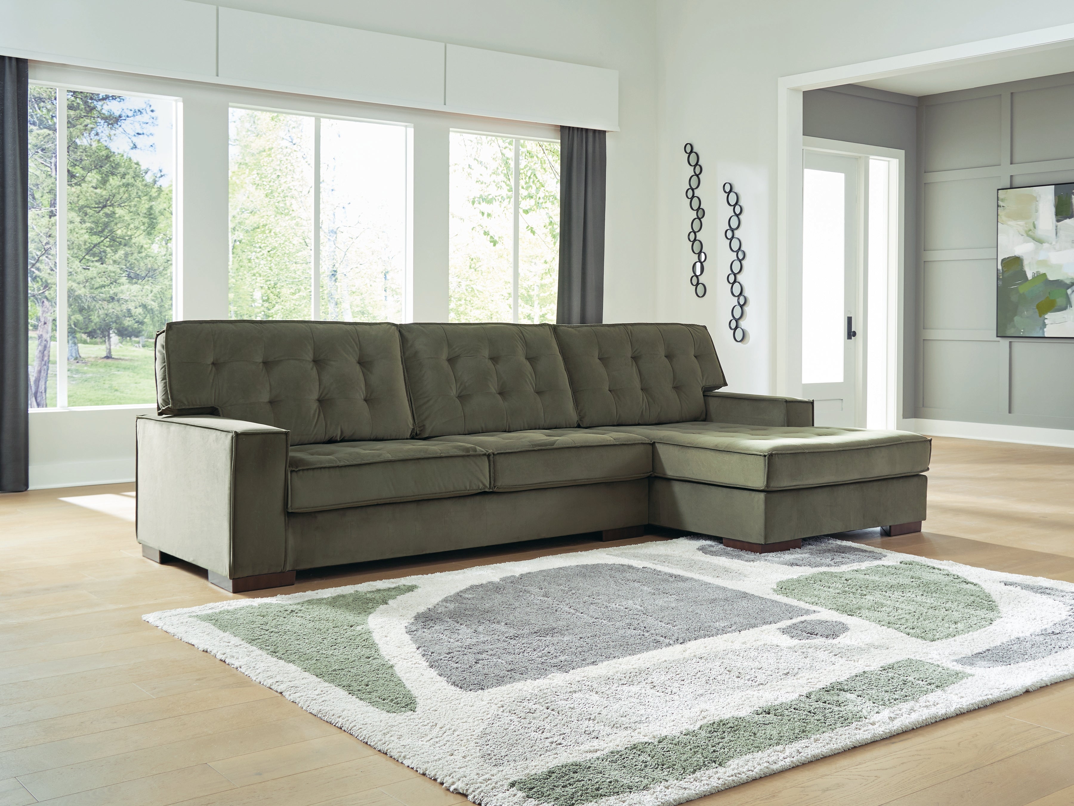 Furniture City Laplace - Ashley Furniture - Caspian-Town 2-Piece Sectional with Chaise - LAF 2-Piece Sectional with Chaise / Olive - PC61702S2