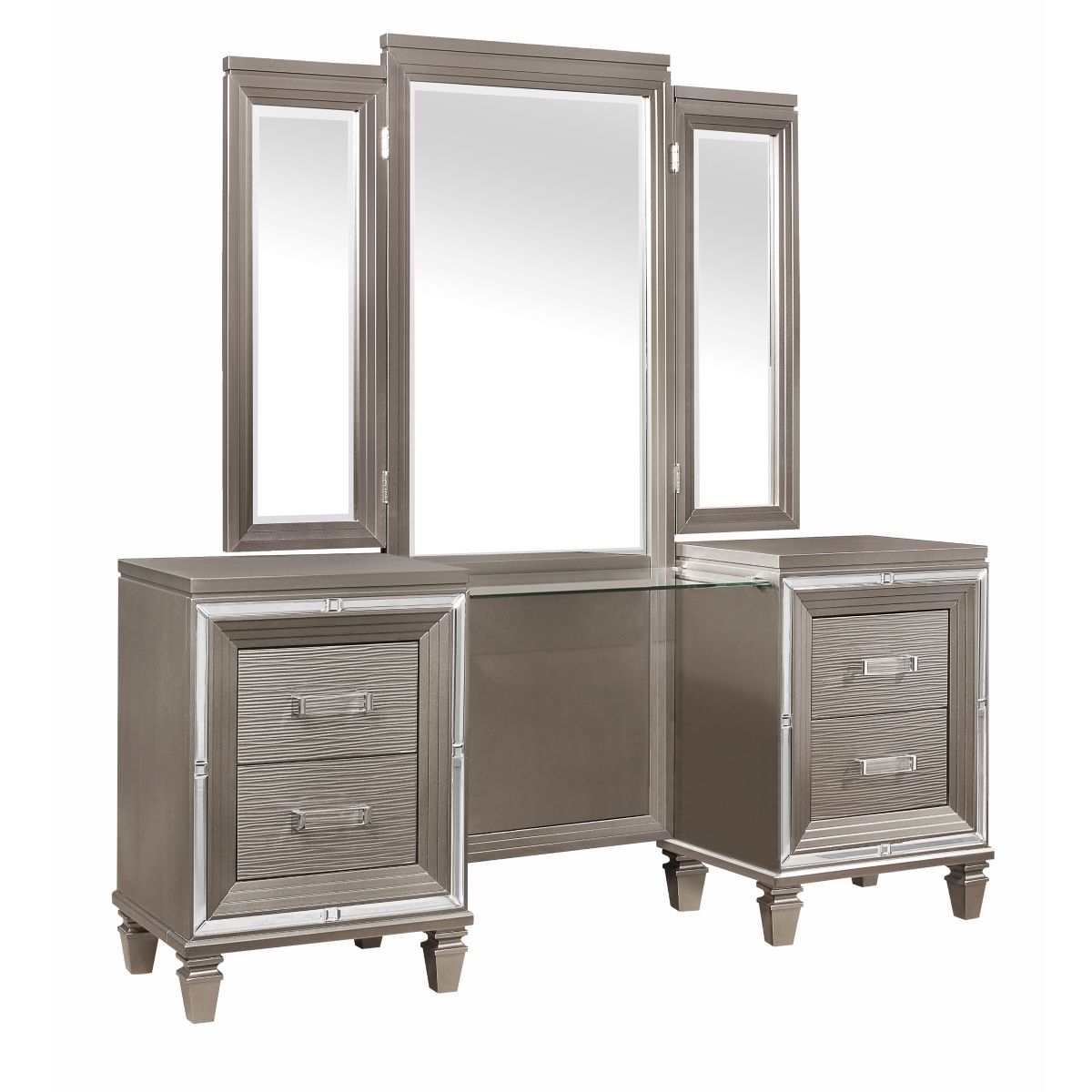 Tamsin - Vanity Dresser With Mirror - Gold / Silver / Champagne