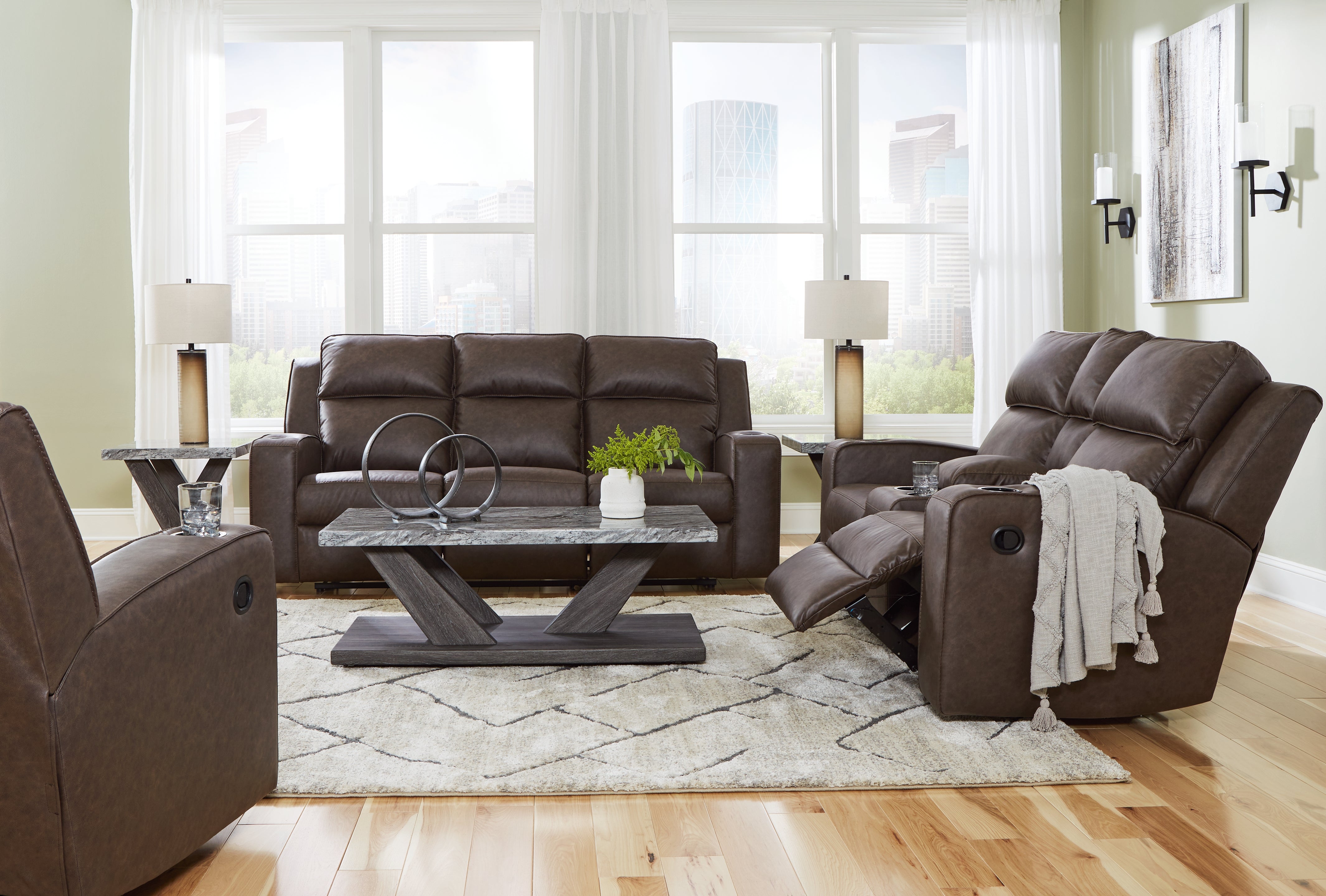 Furniture City Laplace - Ashley Furniture - Lavenhorne Reclining Sofa, Loveseat and Recliner - Reclining Sofa, Loveseat and Recliner - 63306U2