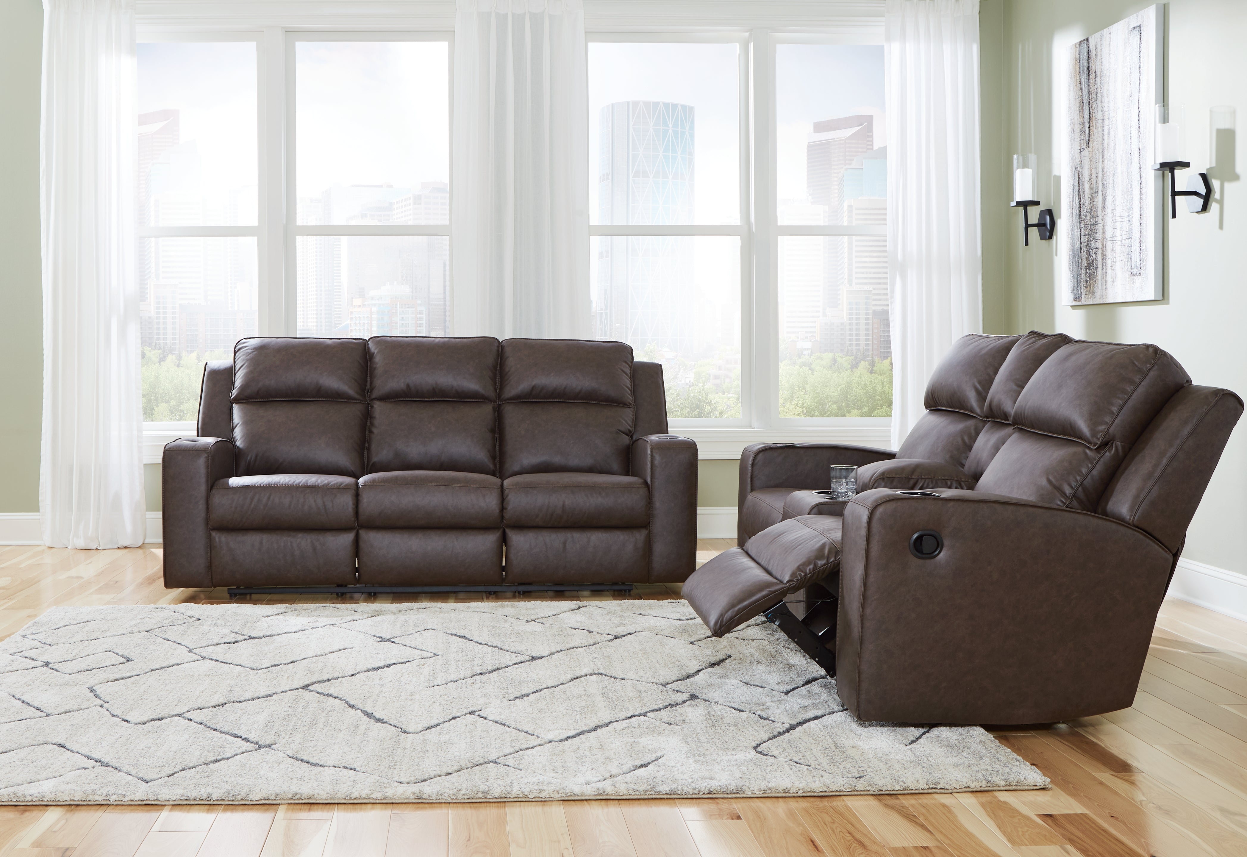 Furniture City Laplace - Ashley Furniture - Lavenhorne Reclining Sofa and Loveseat - Reclining Sofa and Loveseat / Umber - 63306U1