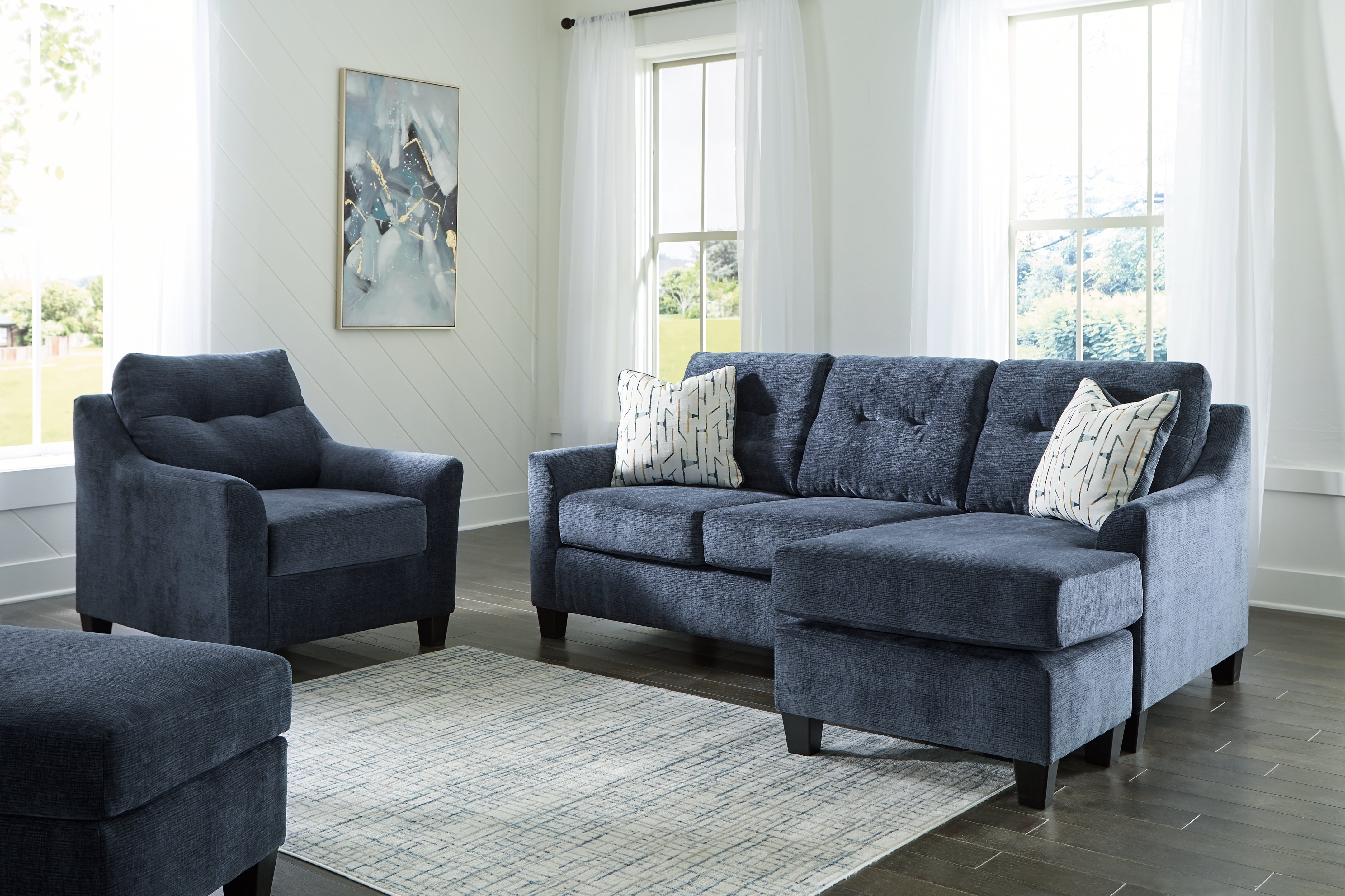 Furniture City Laplace - Ashley Furniture - Amity Bay Sofa Chaise, Chair, and Ottoman - Sofa Chaise, Chair, and Ottoman / Ink - 67206U2