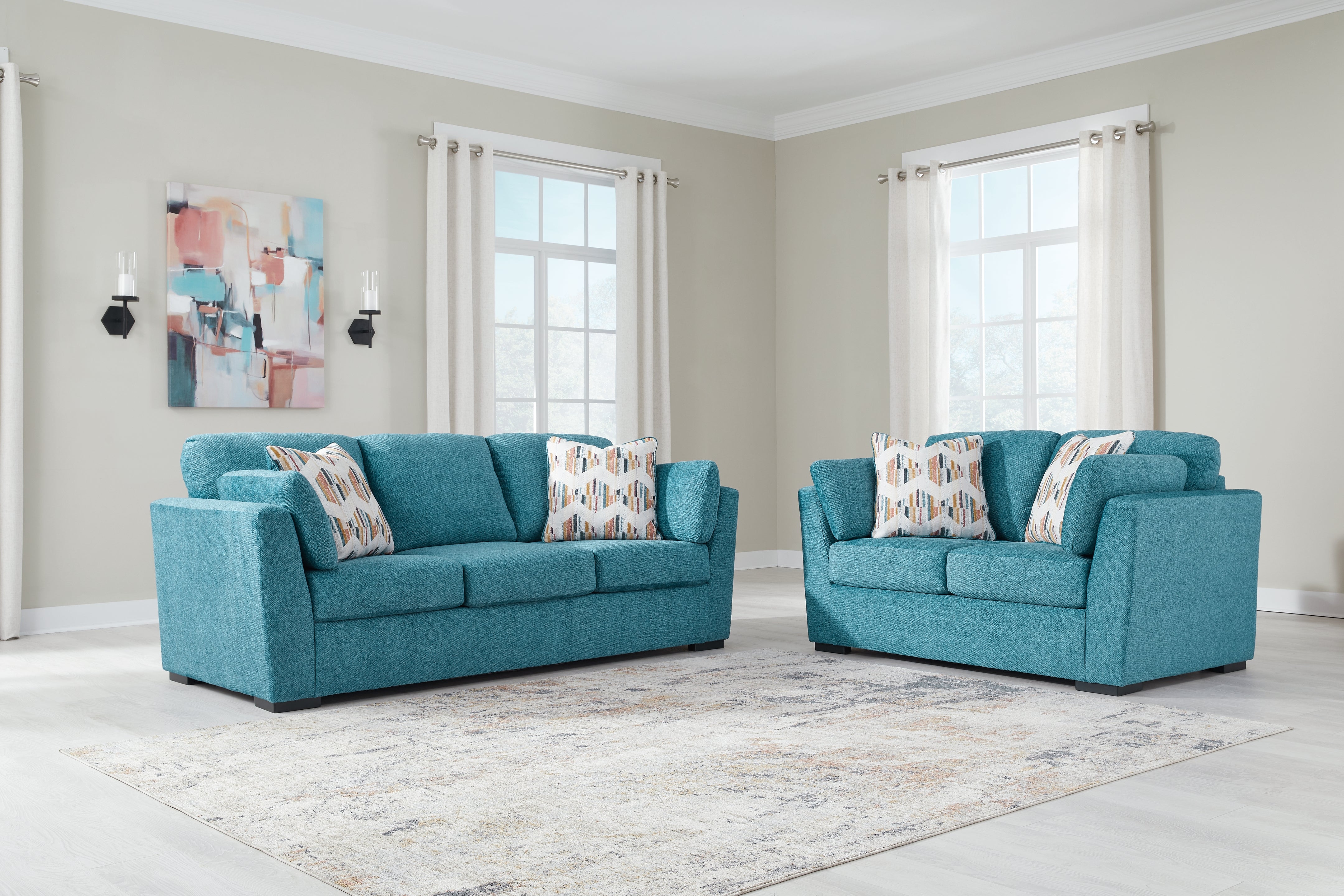 Furniture City Laplace - Ashley Furniture - Keerwick Sofa and Loveseat - Sofa and Loveseat / Teal - 67507U1