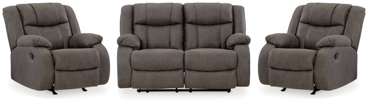 Furniture City Laplace - Ashley Furniture - First Base Reclining Loveseat and 2 Recliners - Reclining Loveseat and 2 Recliners - 68804U3
