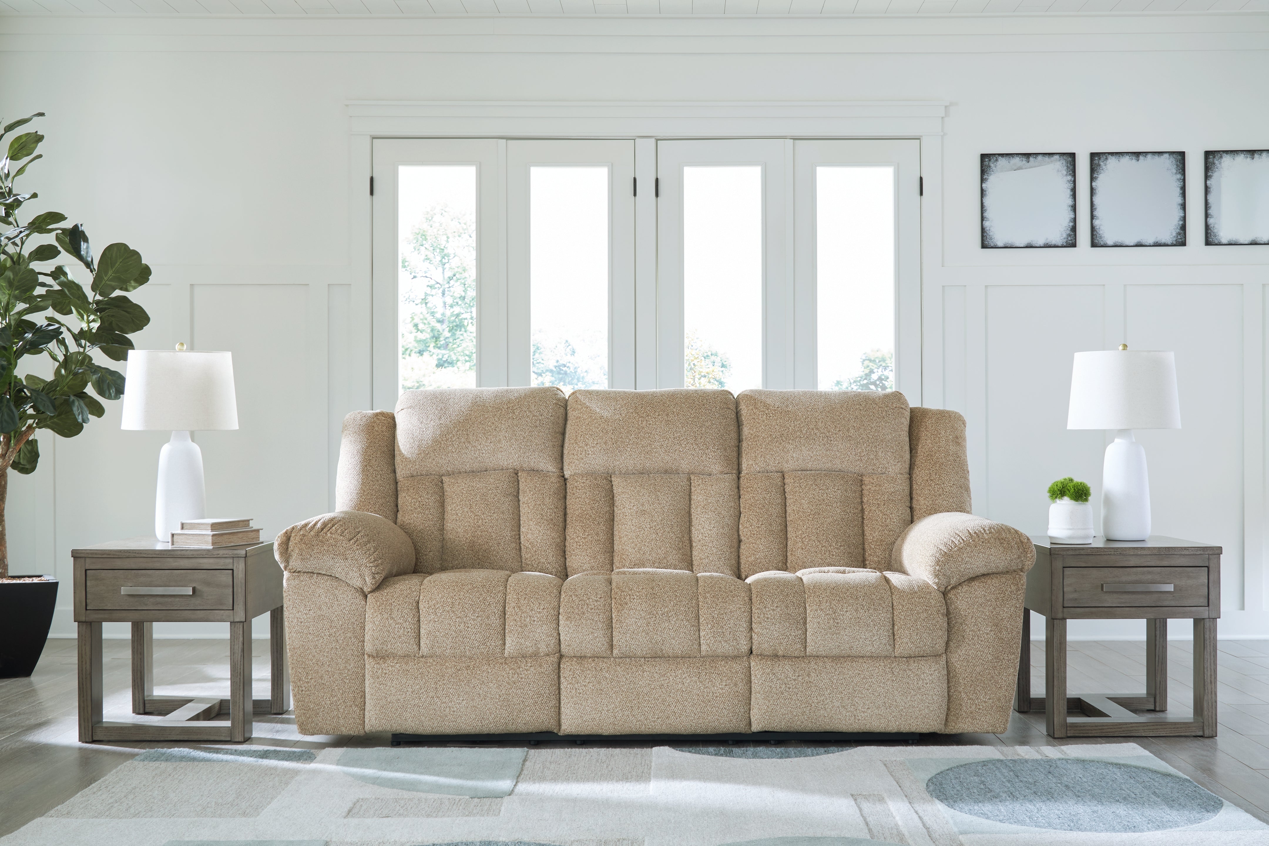 Furniture City Laplace - Ashley Furniture - Tip-Off Power Reclining Sofa - PWR REC Sofa with ADJ Headrest / Wheat - 6930515