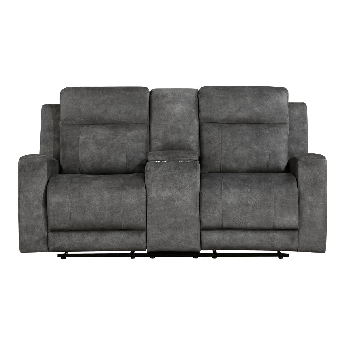 Muncie - Double Reclining Loveseat With Center Console - Brownish Gray