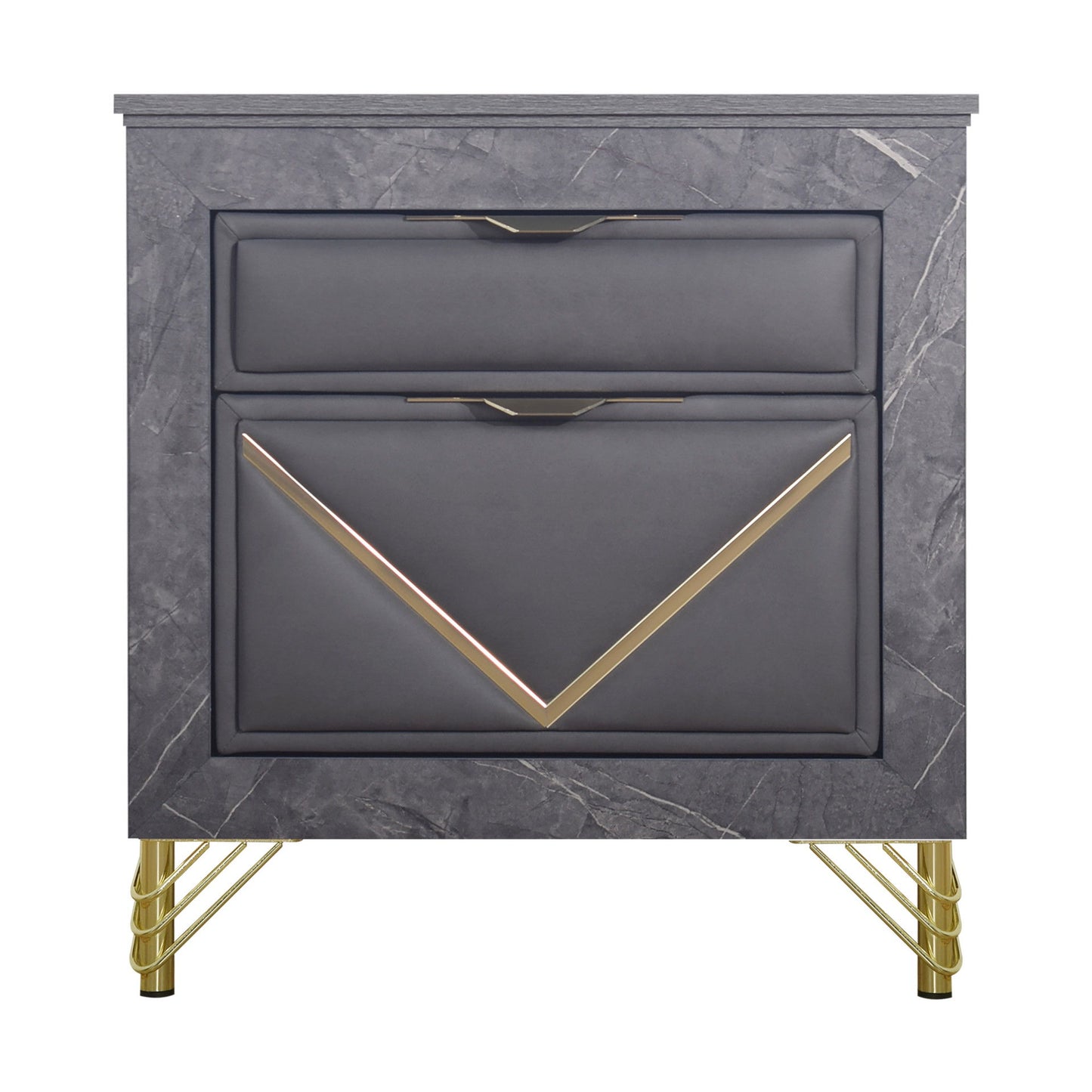 Symmetry - 2 Drawer Nightstand - Charcoal