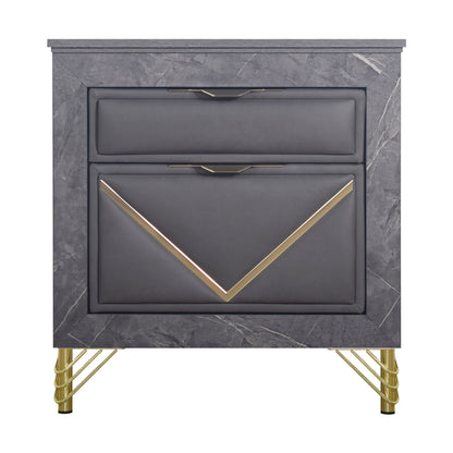 Symmetry - 2 Drawer Nightstand - Charcoal