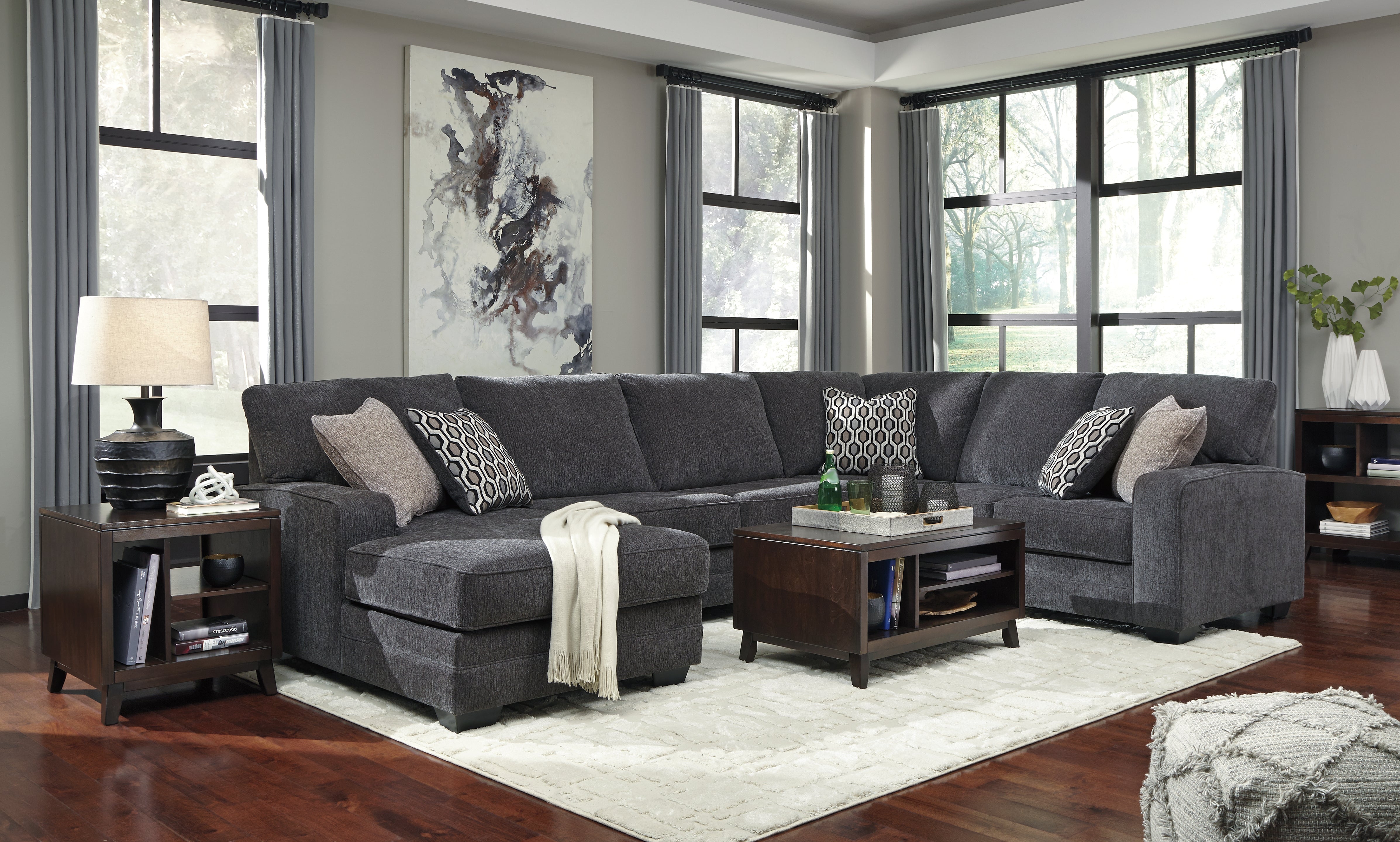 Furniture City Laplace - Ashley Furniture - Tracling Sectionals - RAF 3-Piece Sectional with Chaise / Slate - 72600S1