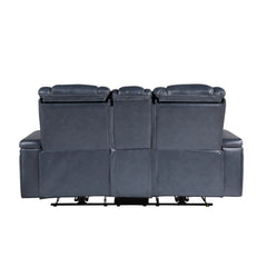Keziah - Power Double Reclining Loveseat With Center Console, Power Headrests And Storage Arms - Blue