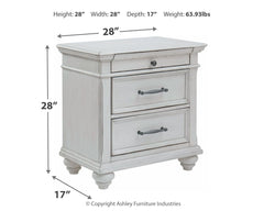 Kanwyn - Three Drawer Night Stand - Whitewash