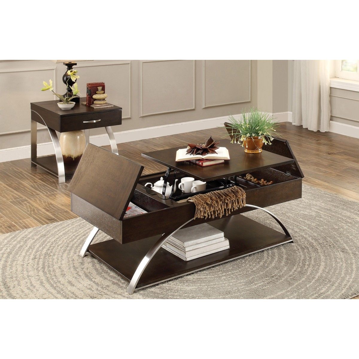 Tioga - Lift Top Cocktail Table - Brown
