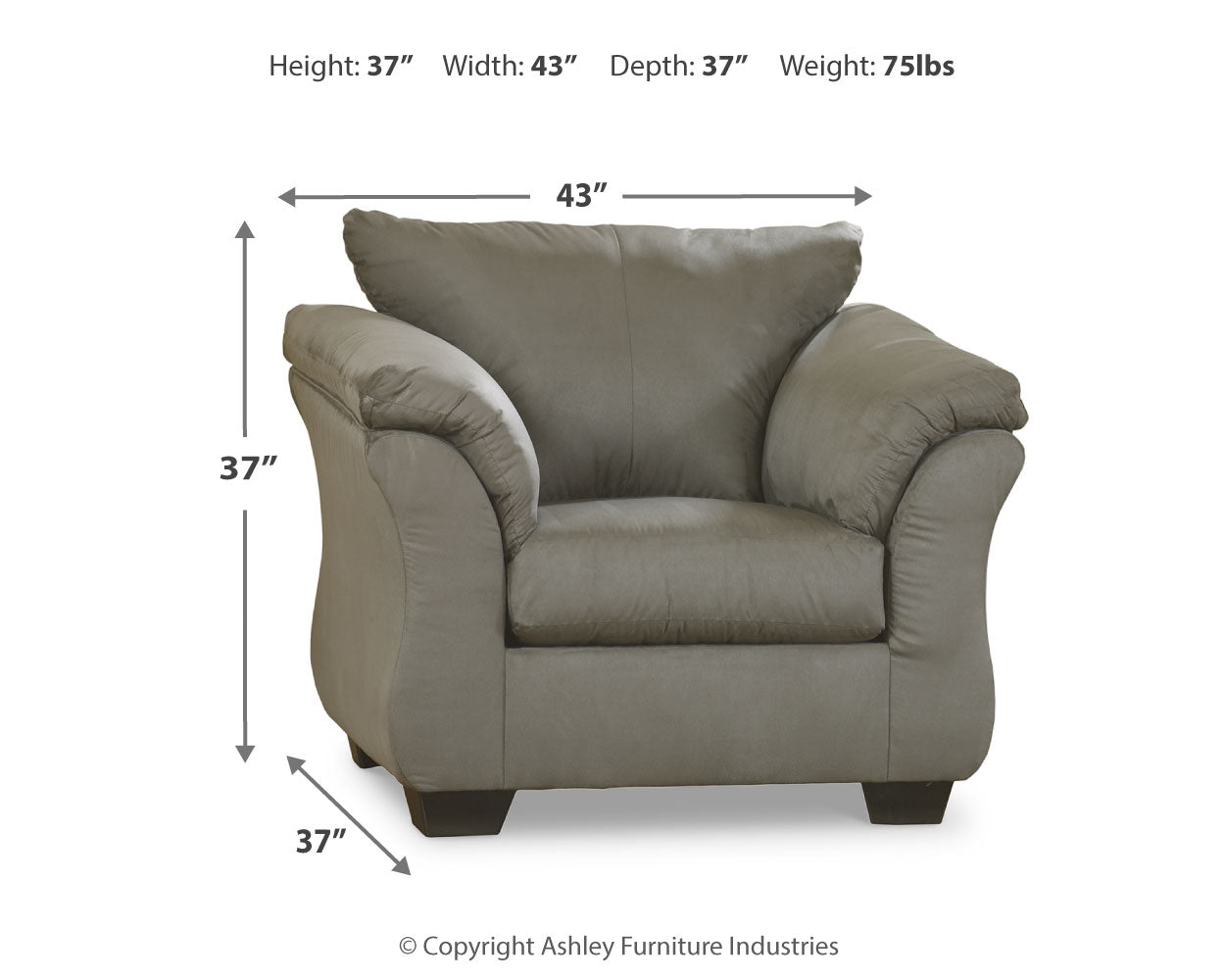 Furniture City Laplace - Ashley Furniture - DarcyLiving Room - Chair / Cobblestone - 7500520