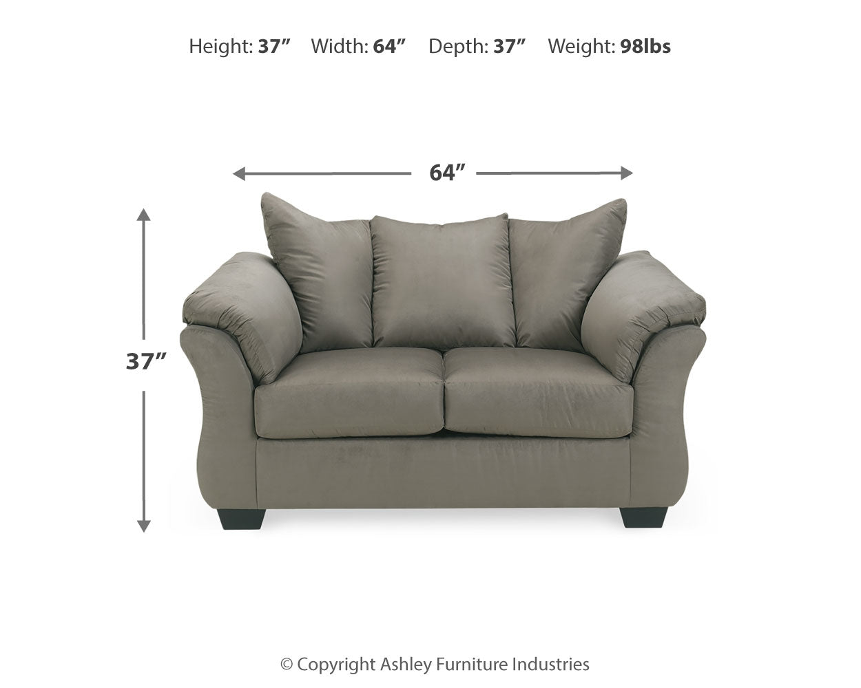 Furniture City Laplace - Ashley Furniture - DarcyLiving Room - Loveseat / Cobblestone - 7500535