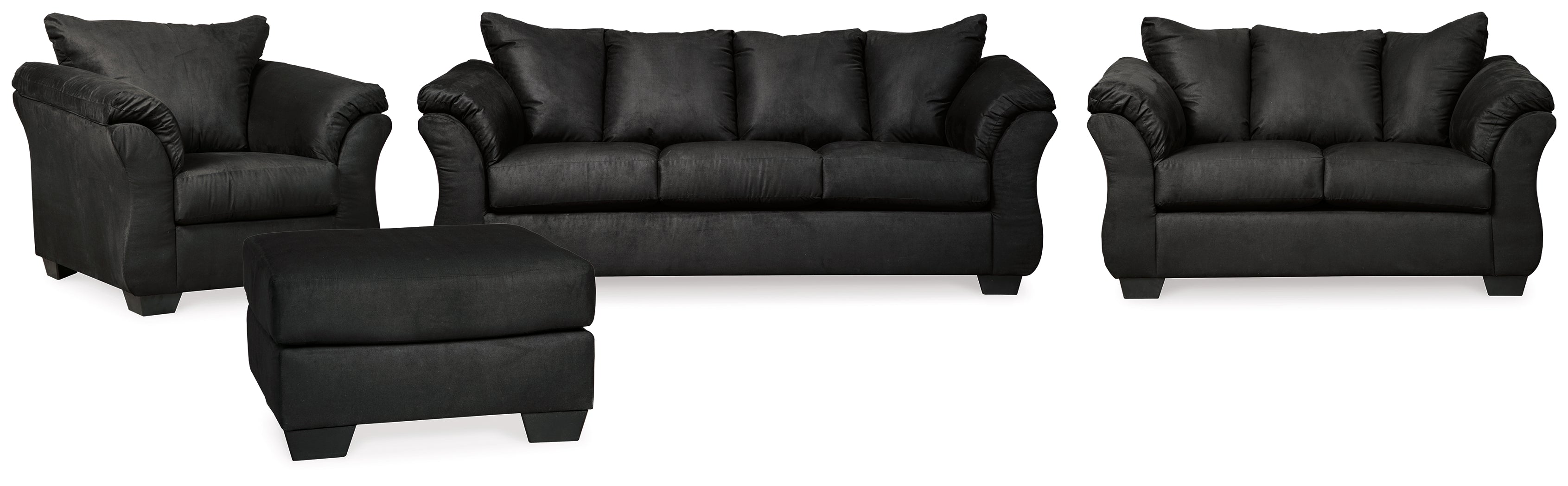 Furniture City Laplace - Ashley Furniture - Darcy Sofa, Loveseat, Chair and Ottoman - Sofa, Loveseat, Chair and Ottoman / Black - 75008U8