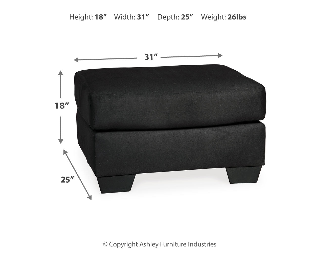 Furniture City Laplace - Ashley Furniture - DarcyLiving Room - Ottoman / Black - 7500814