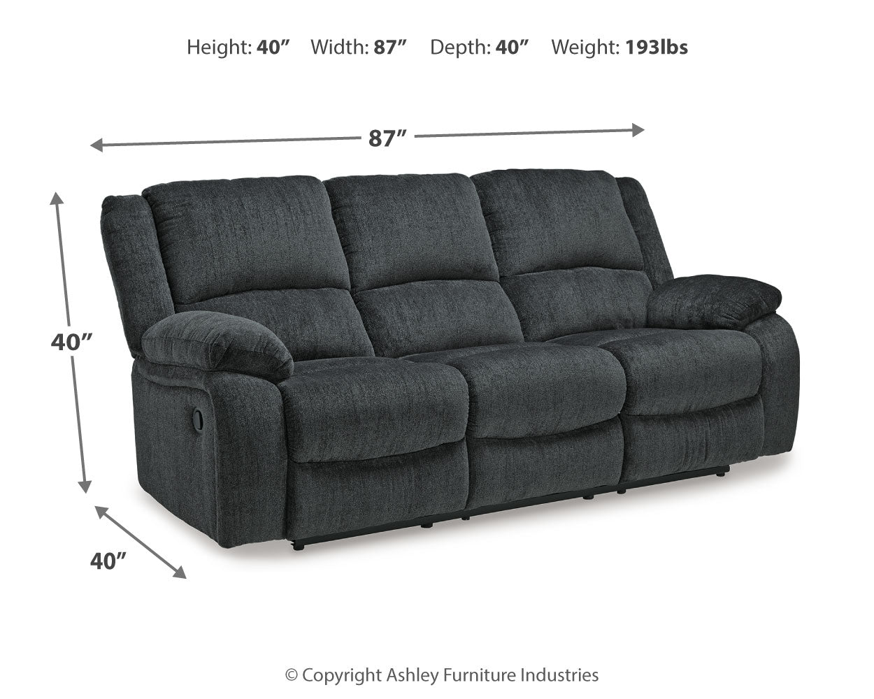 Furniture City Laplace - Ashley Furniture - DraycollLiving Room - Reclining Sofa / Slate - 7650488