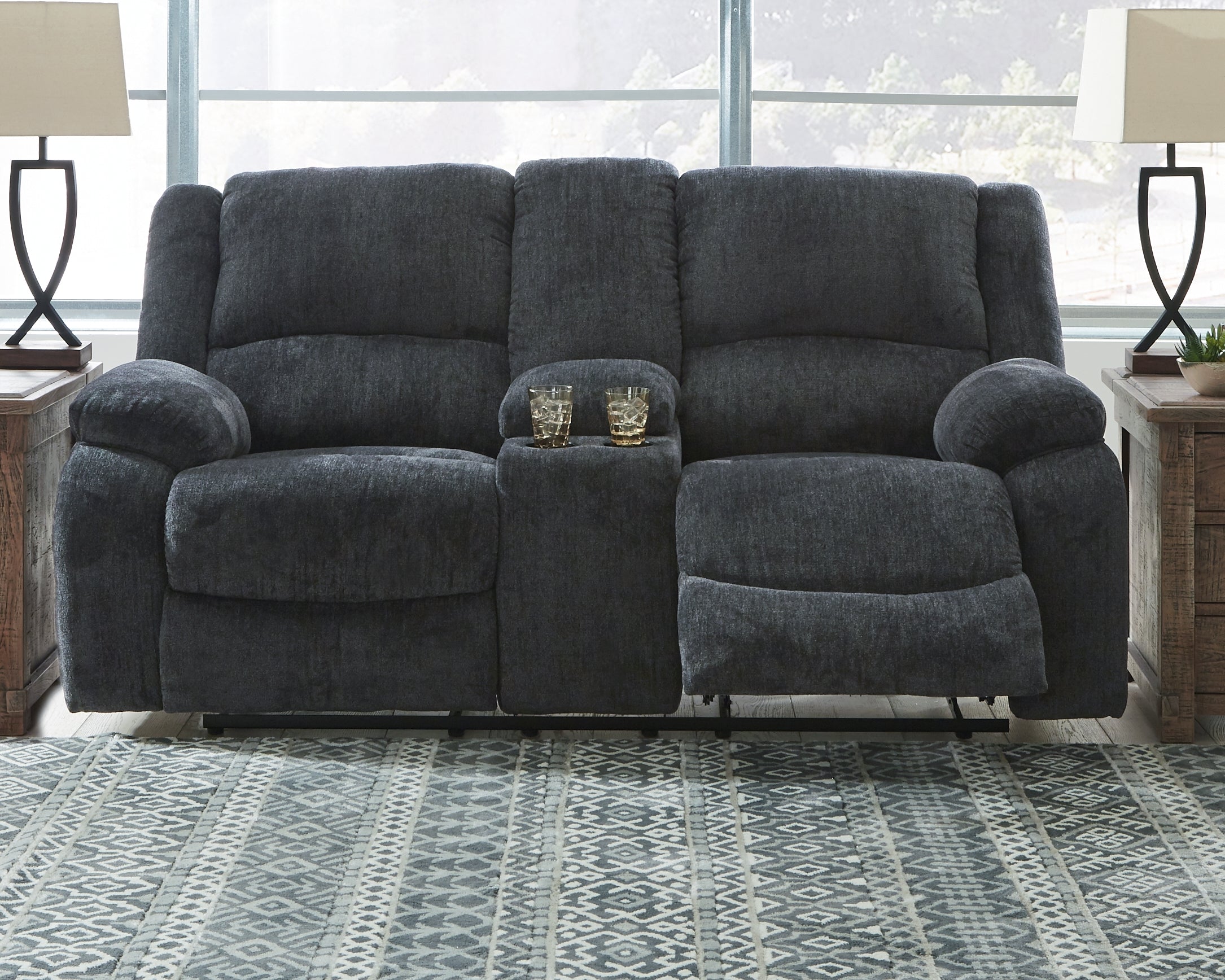 Furniture City Laplace - Ashley Furniture - DraycollLiving Room - DBL Rec Loveseat w/Console / Slate - 7650494