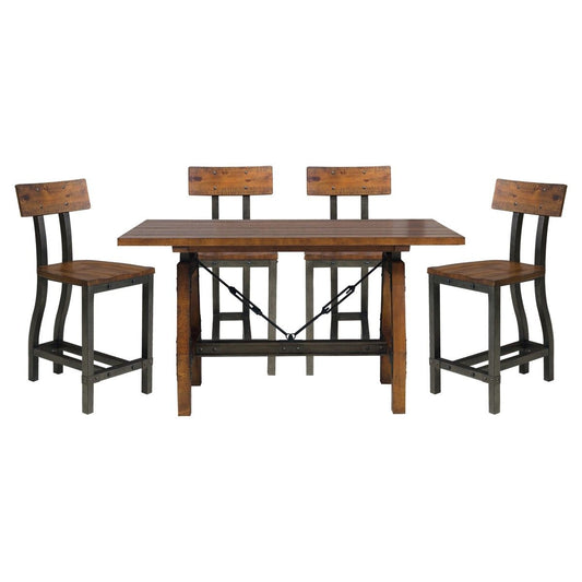Holverson - 5 Piece Dining Room Set (Table & 4 Side Chairs) - Rustic Brown / Gunmetal