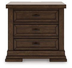 Taffenbrook - Three Drawer Night Stand - Medium Brown