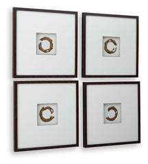 Dallbourne - Wall Art Set (Set of 4) - White / Gold Finish