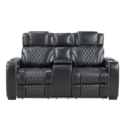 Apex - Power Double Reclining Loveseat With Center Console, Power Headrests, Storage Arms With Cup Holders, Wireless Charger, Air Massage And Heat, LED Lighting And Charging Ports