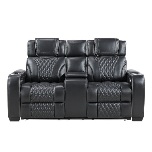 Apex - Power Double Reclining Loveseat With Center Console, Power Headrests, Storage Arms With Cup Holders, Wireless Charger, Air Massage And Heat, LED Lighting And Charging Ports