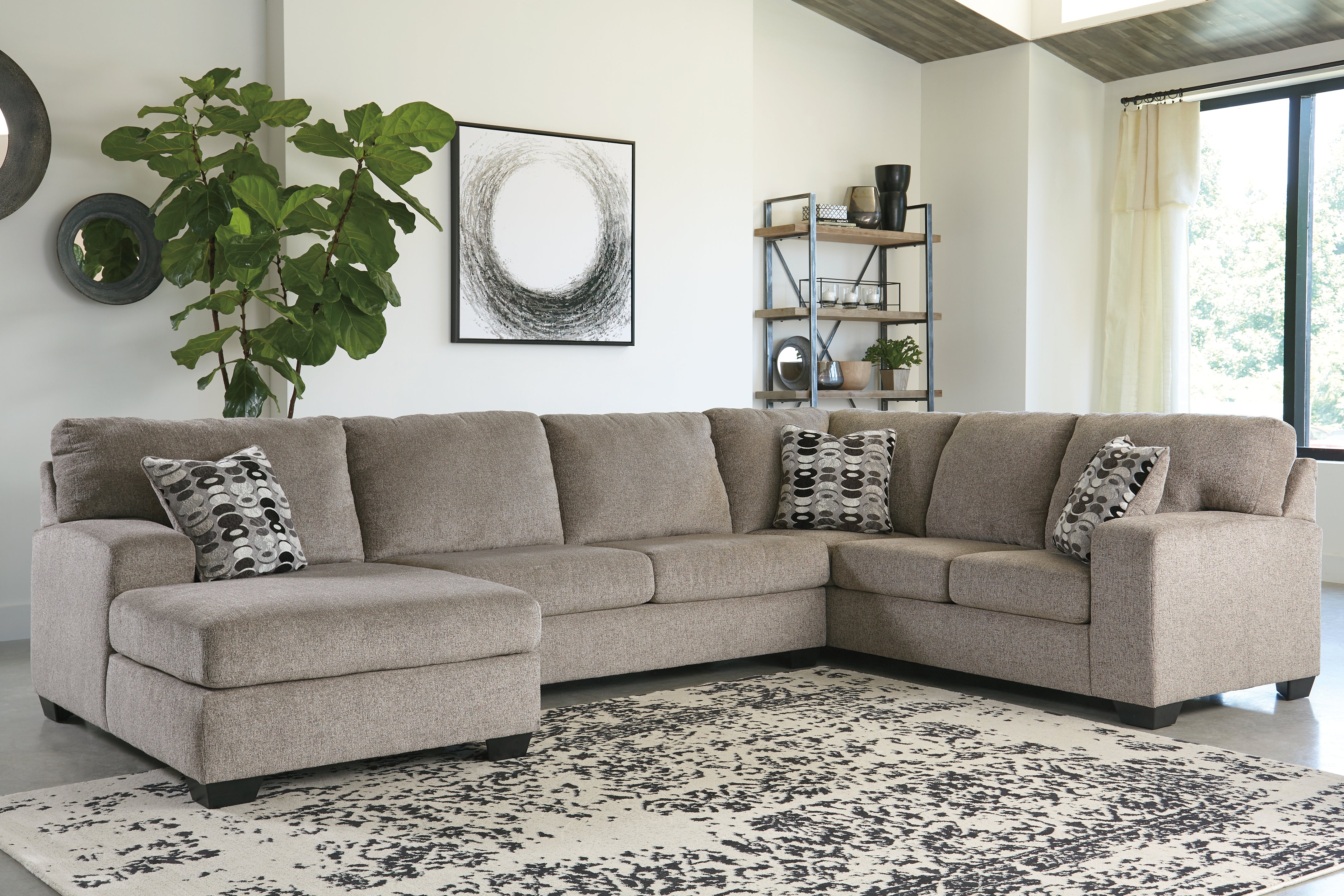 Furniture City Laplace - Ashley Furniture - Ballinasloe 3-Piece Sectional with Chaise - RAF 3-Piece Sectional with Chaise / Platinum - 80702S1
