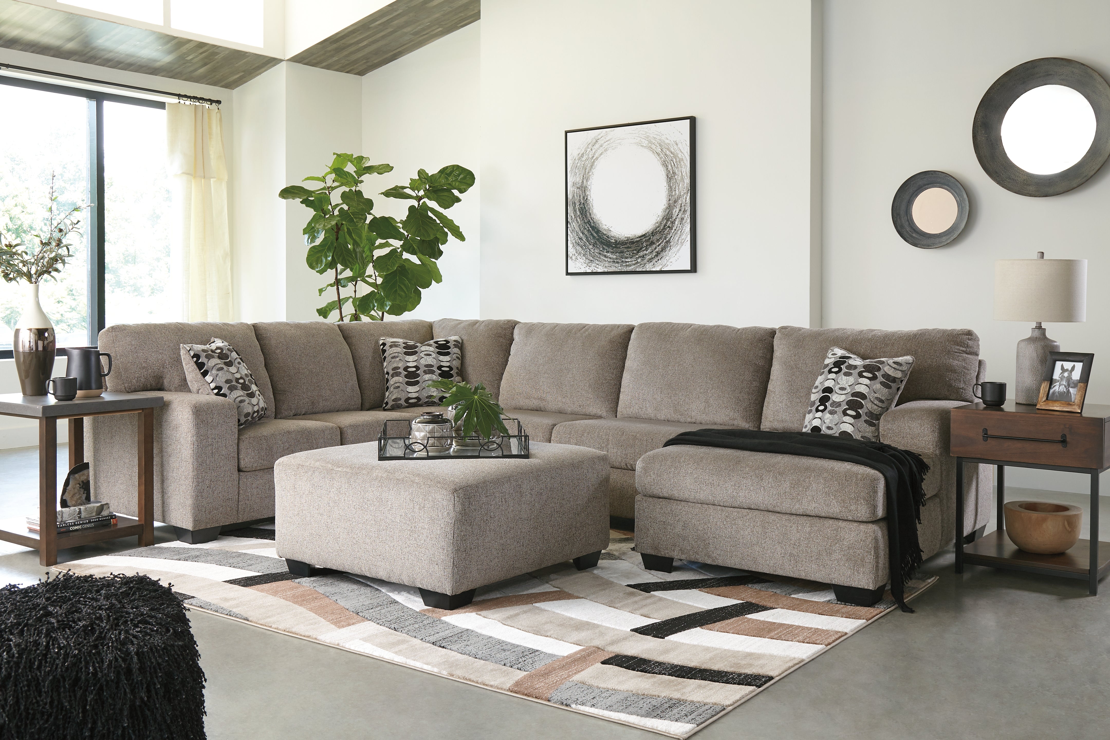 Furniture City Laplace - Ashley Furniture - Ballinasloe 3-Piece Sectional and Ottoman - 3-Piece Sectional and Ottoman / Platinum - 80702U2