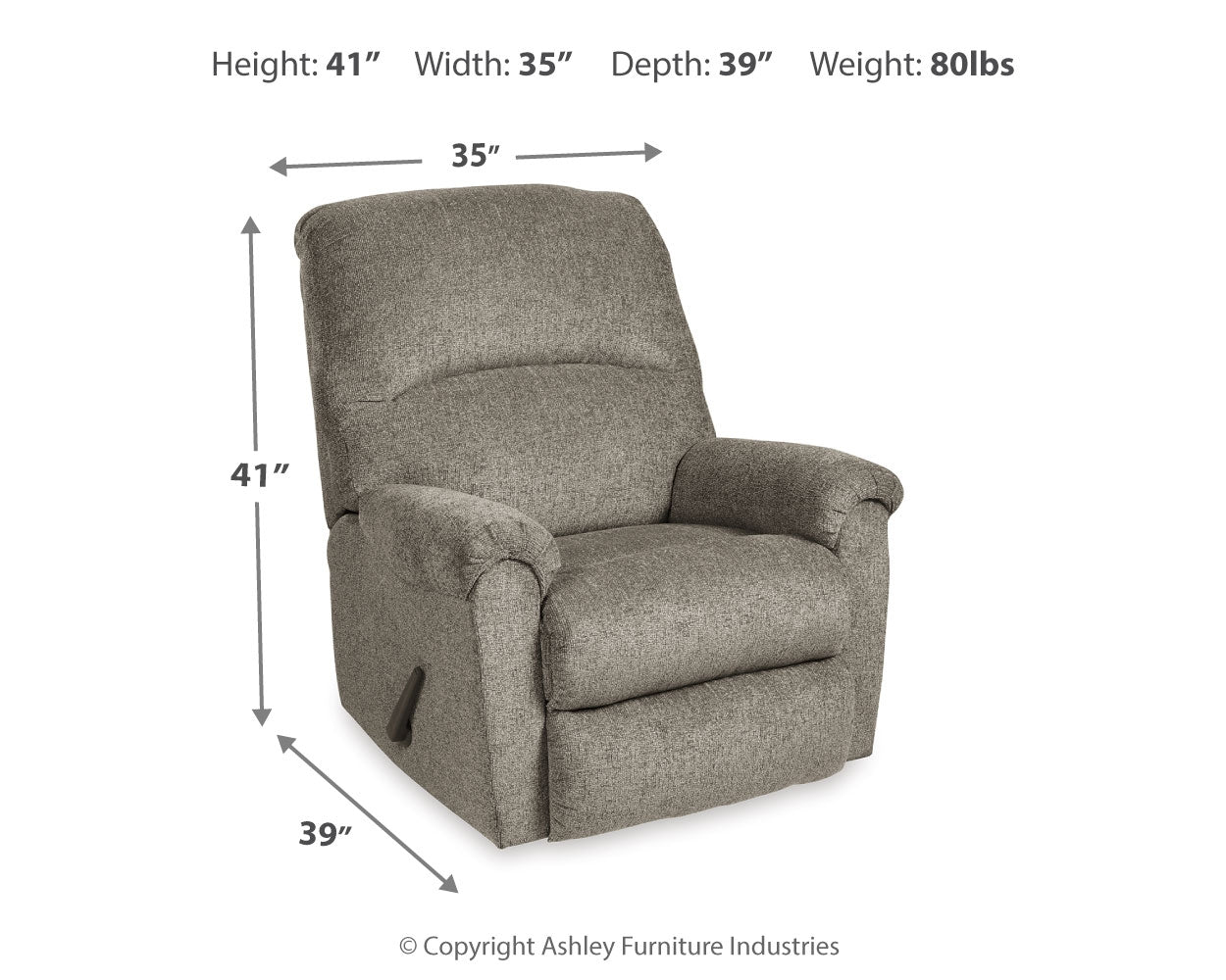 Furniture City Laplace - Ashley Furniture - BallinasloeLiving Room - Rocker Recliner / Platinum - 8070225