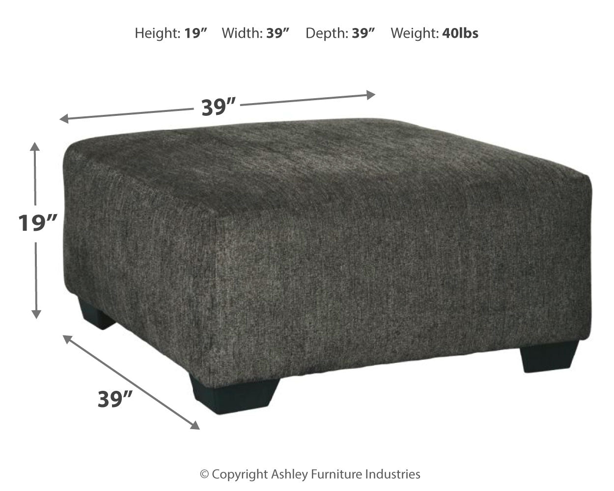 Furniture City Laplace - Ashley Furniture - BallinasloeLiving Room - Oversized Accent Ottoman / Smoke - 8070308