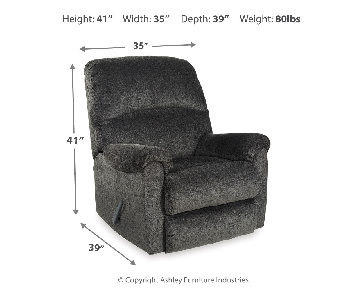Furniture City Laplace - Ashley Furniture - BallinasloeLiving Room - Rocker Recliner / Smoke - 8070325