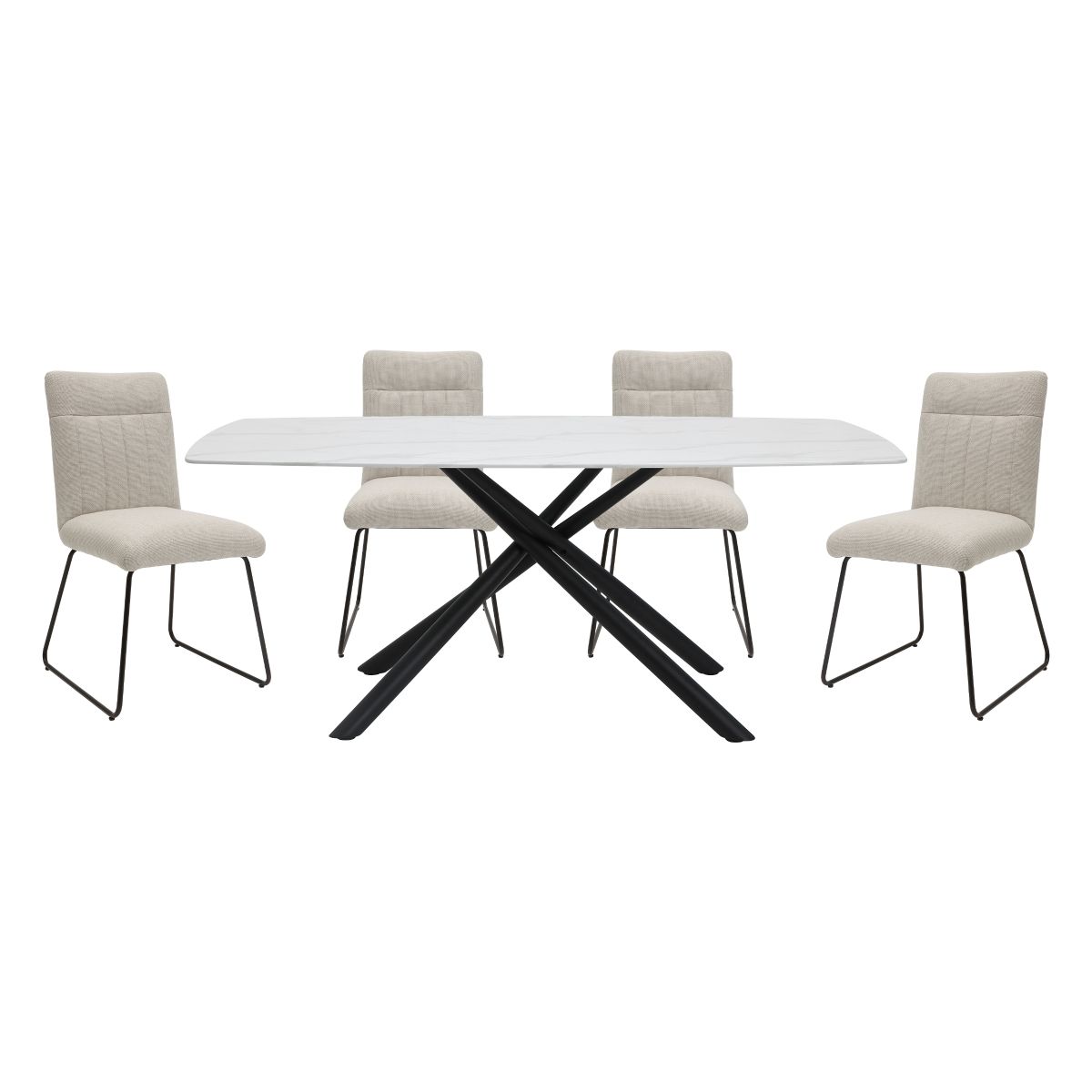 Benito - 5 Piece Dining Room Set (Table & 4 Side Chairs) - Beige / White