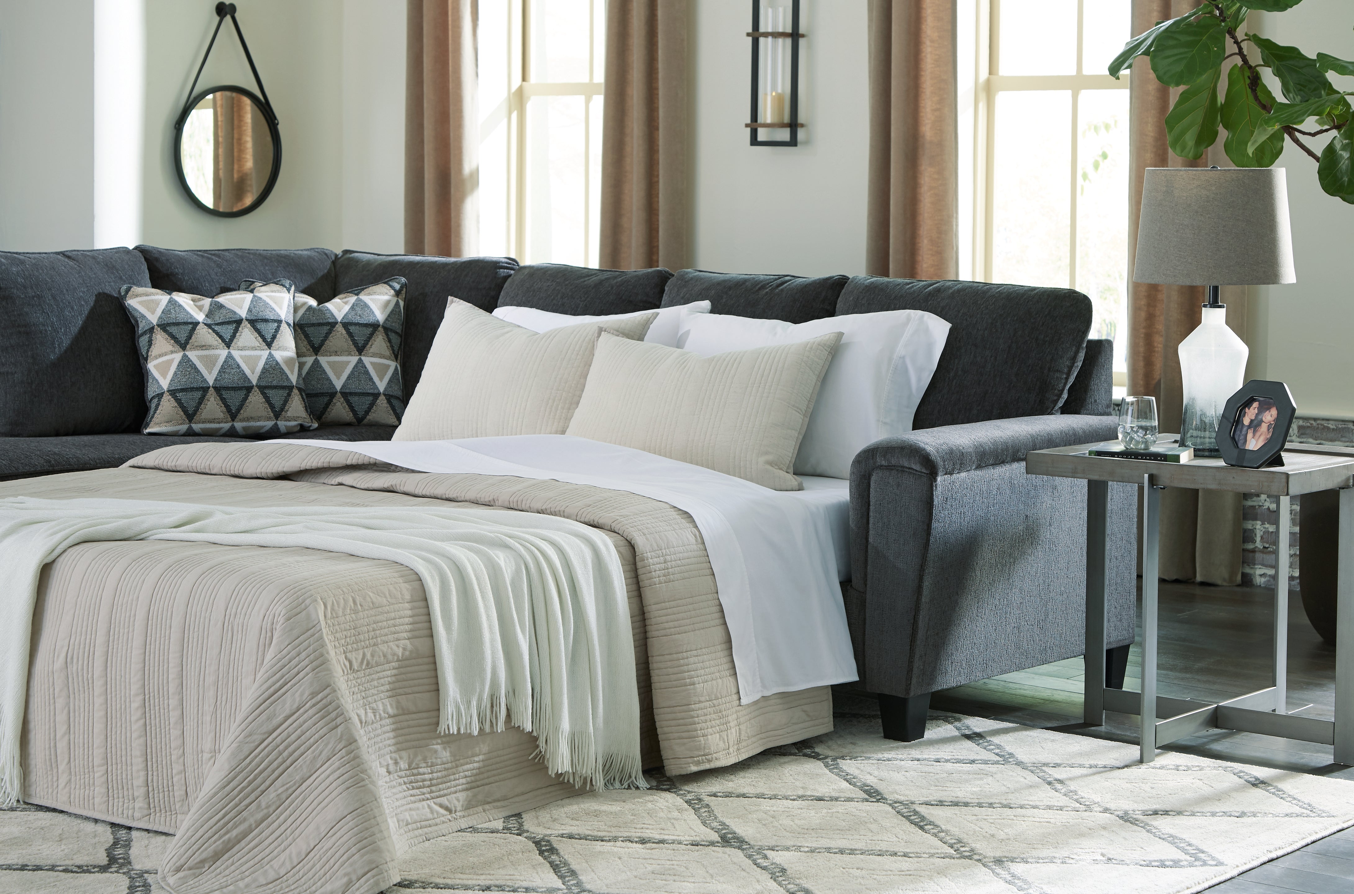 Furniture City Laplace - Ashley Furniture - Abinger Sectionals - RAF Sofa Sleeper / Natural - 8390570