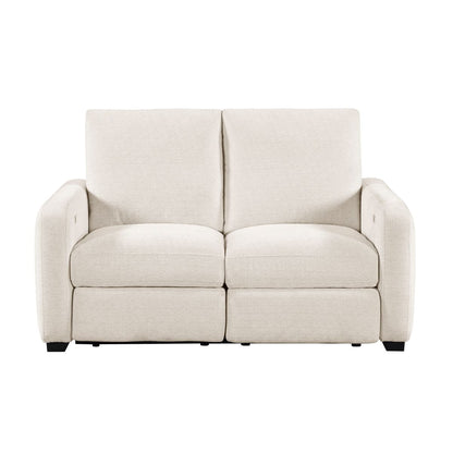 Vera - Power Double Reclining Loveseat With USB Charging Ports - Beige