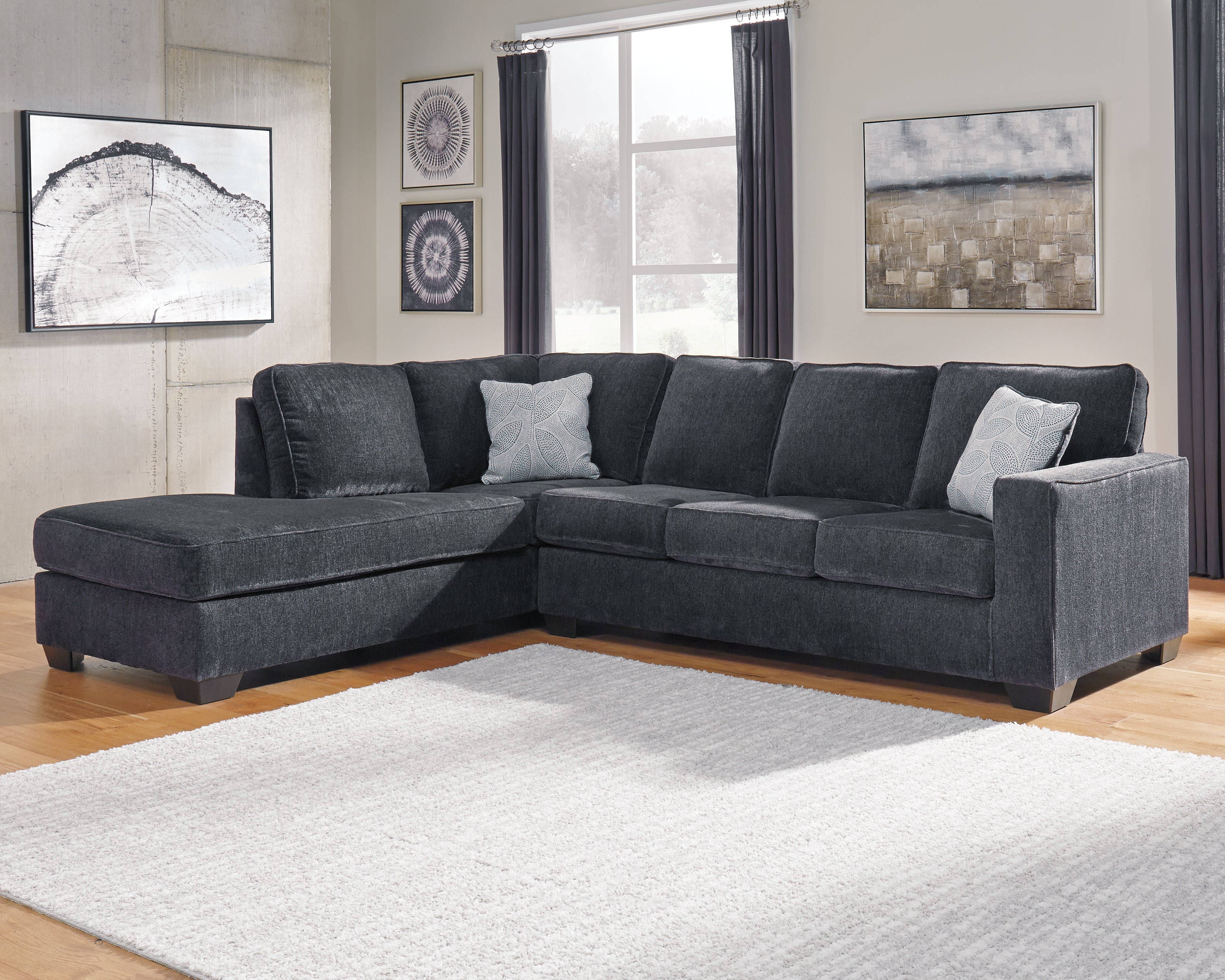 Furniture City Laplace - Ashley Furniture - Altari Sectionals - RAF 2-Piece Sectional with Chaise / Slate - 87213S1
