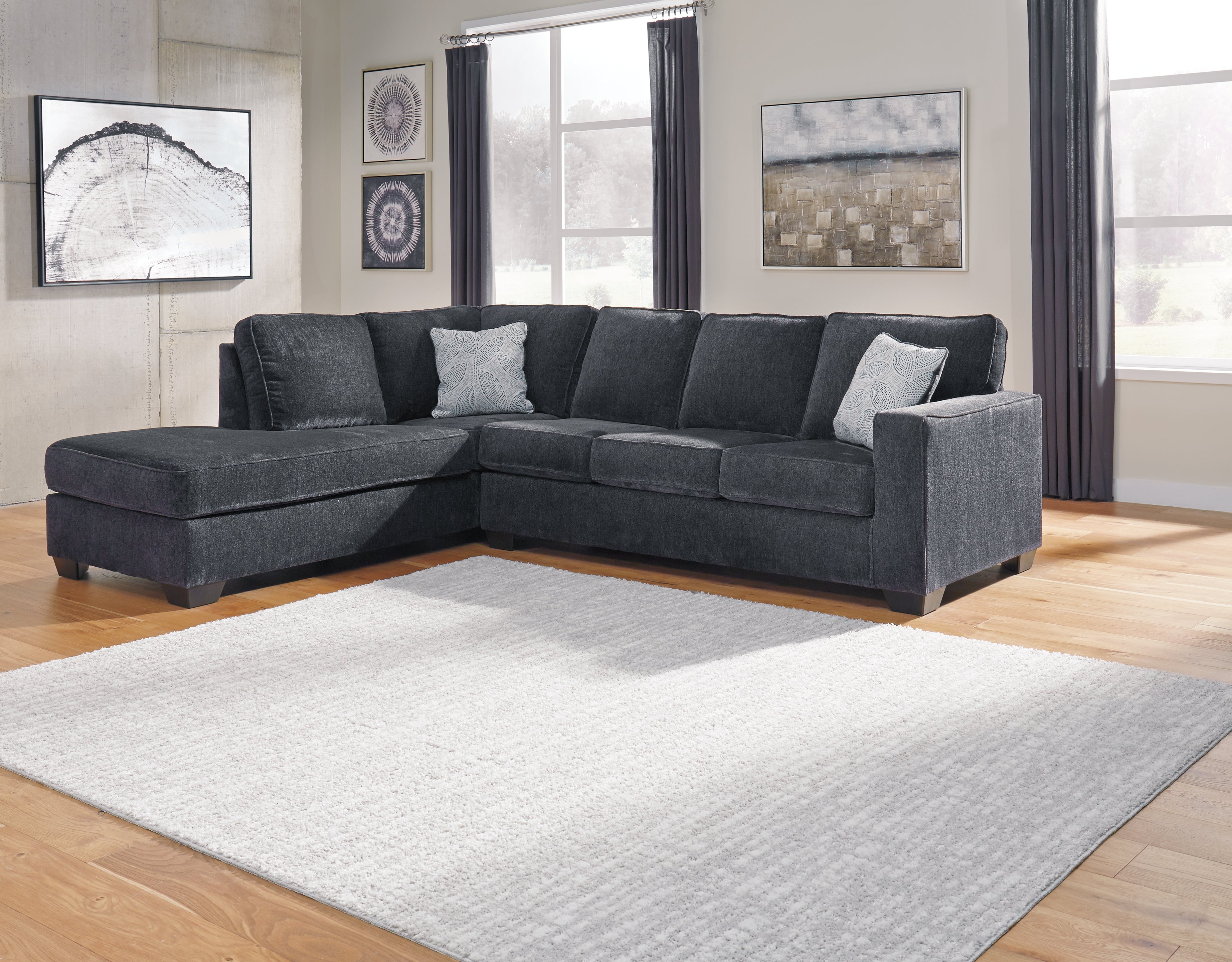 Furniture City Laplace - Ashley Furniture - Altari Sectionals - RAF 2-Piece Sleeper Sectional with Chaise / Slate - 87213S4