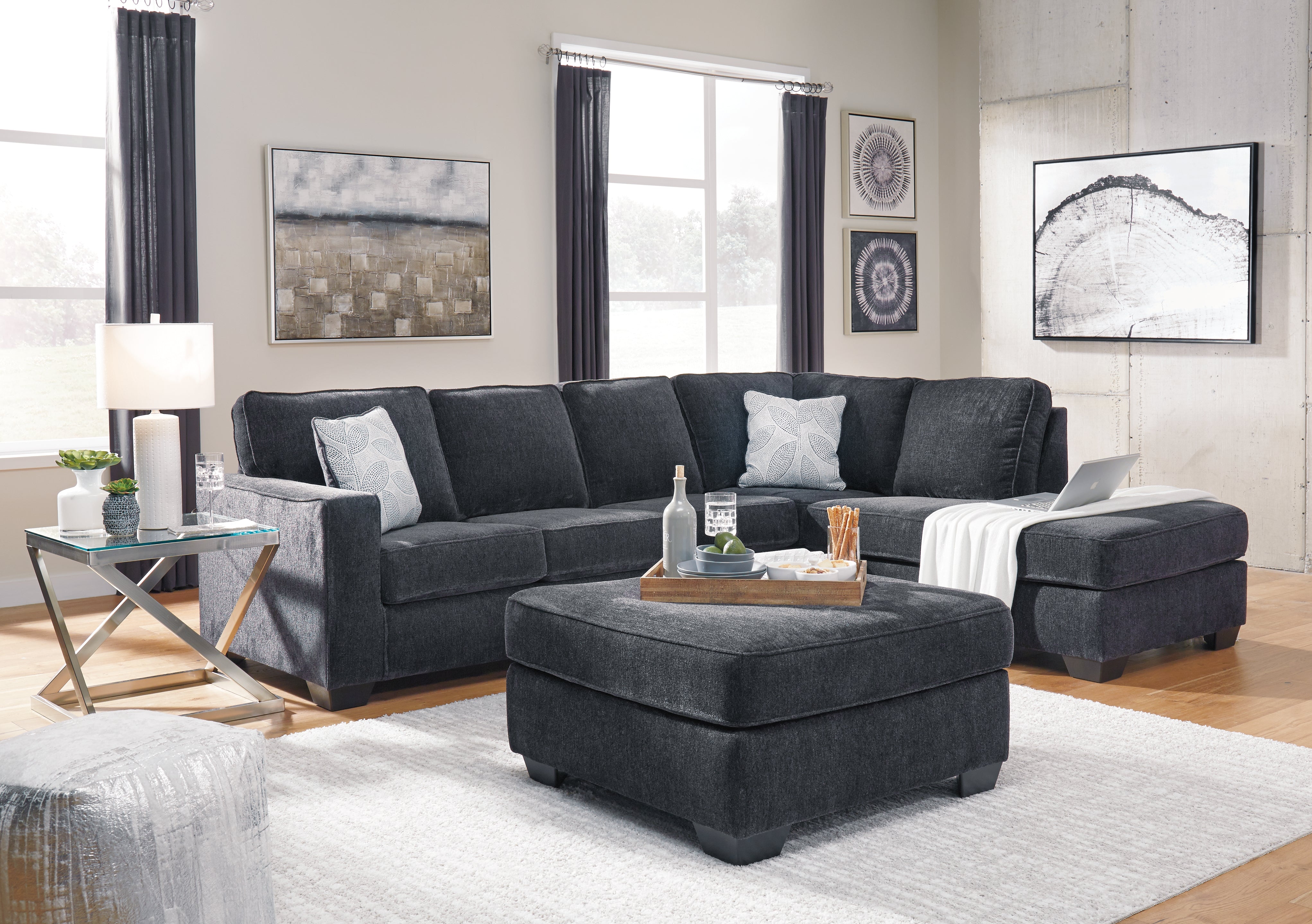 Furniture City Laplace - Ashley Furniture - Altari Sectionals - 2-Piece Sleeper Sectional with Chaise / Slate - 87213S3