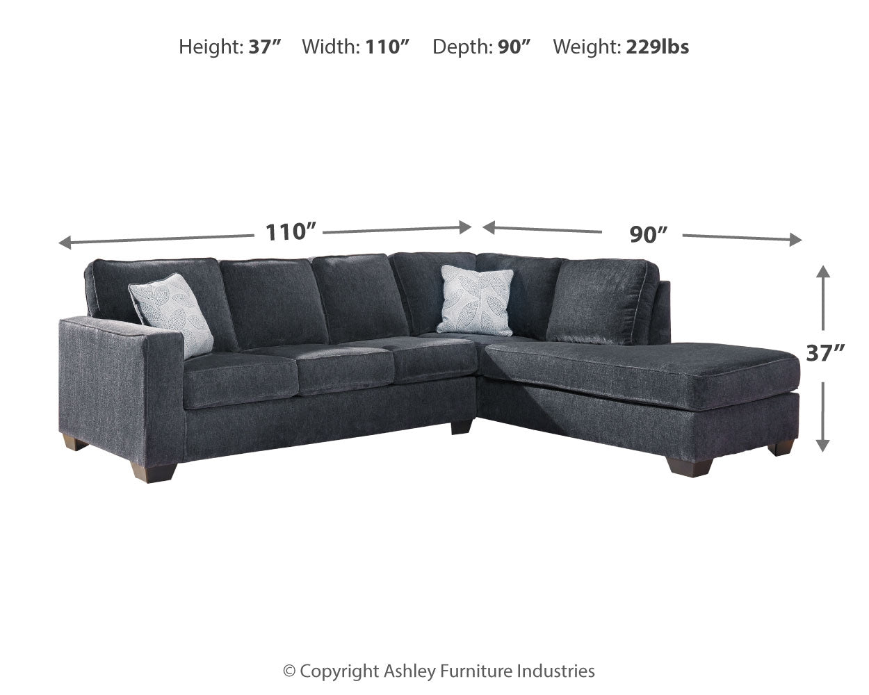 Furniture City Laplace - Ashley Furniture - Altari Sectionals - LAF 2-Piece Sectional with Chaise / Slate - 87213S2