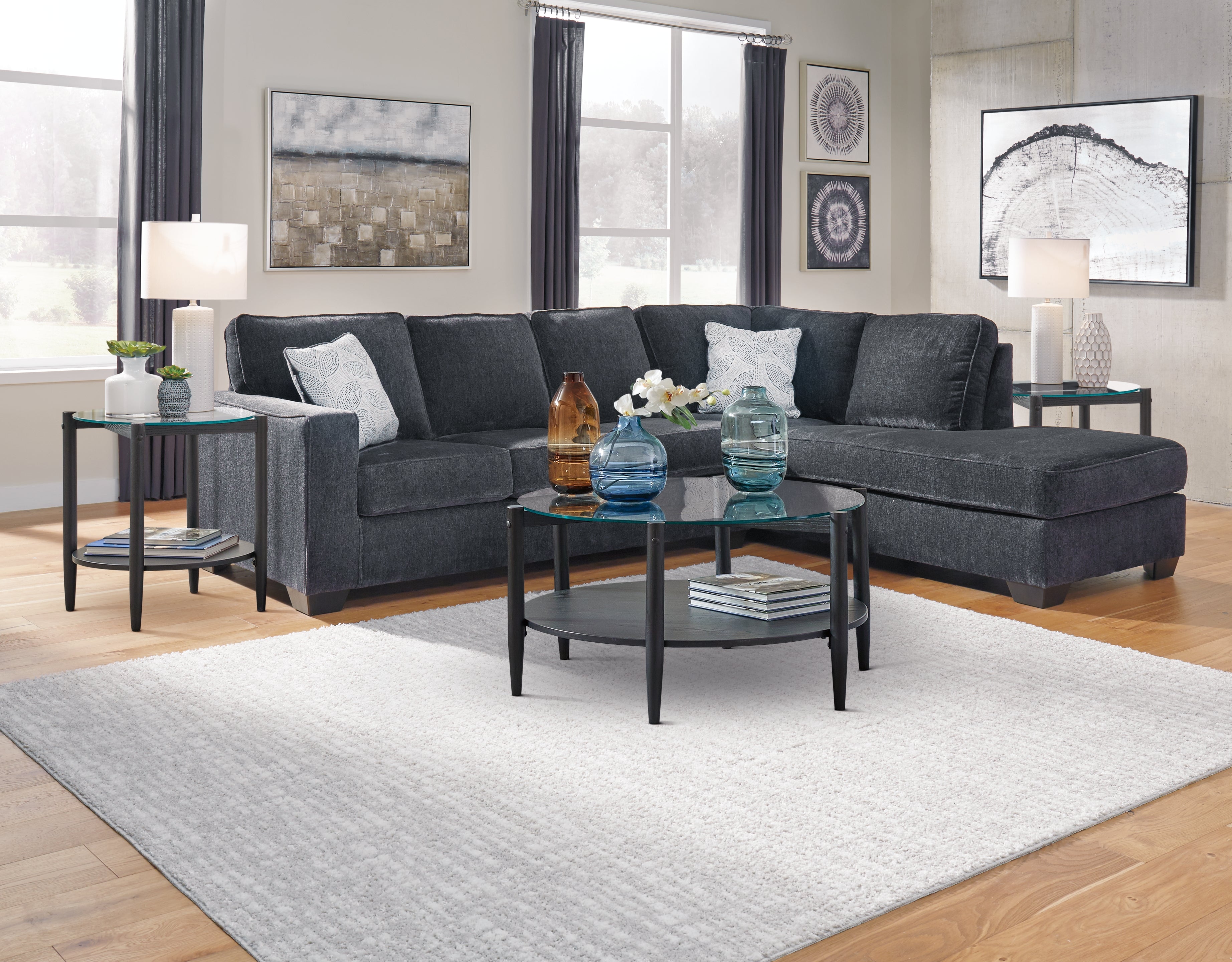 Furniture City Laplace - Ashley Furniture - Altari Sectionals - 2-Piece Sleeper Sectional with Chaise / Slate - 87213S3