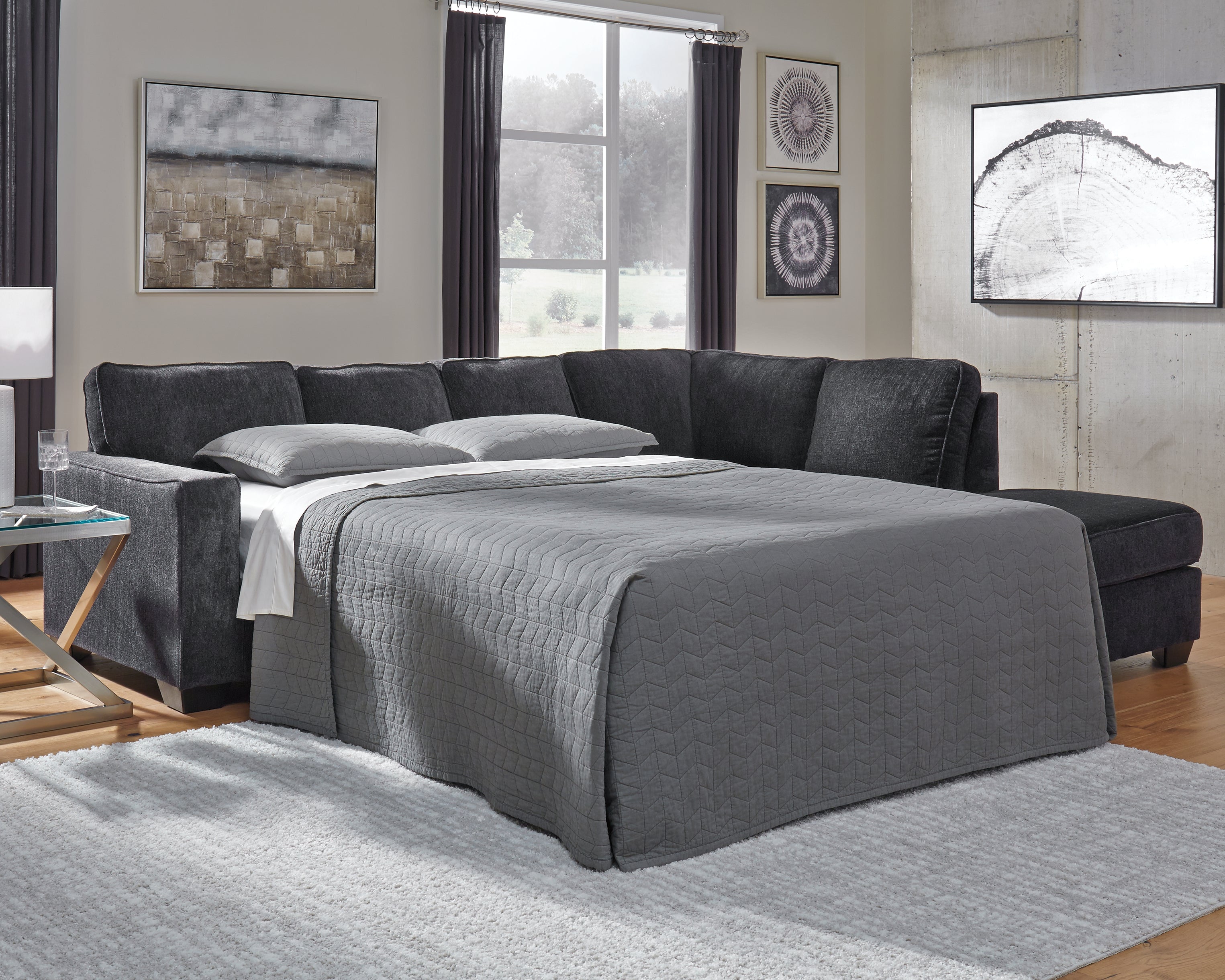 Furniture City Laplace - Ashley Furniture - Altari Sectionals - 2-Piece Sleeper Sectional with Chaise / Slate - 87213S3