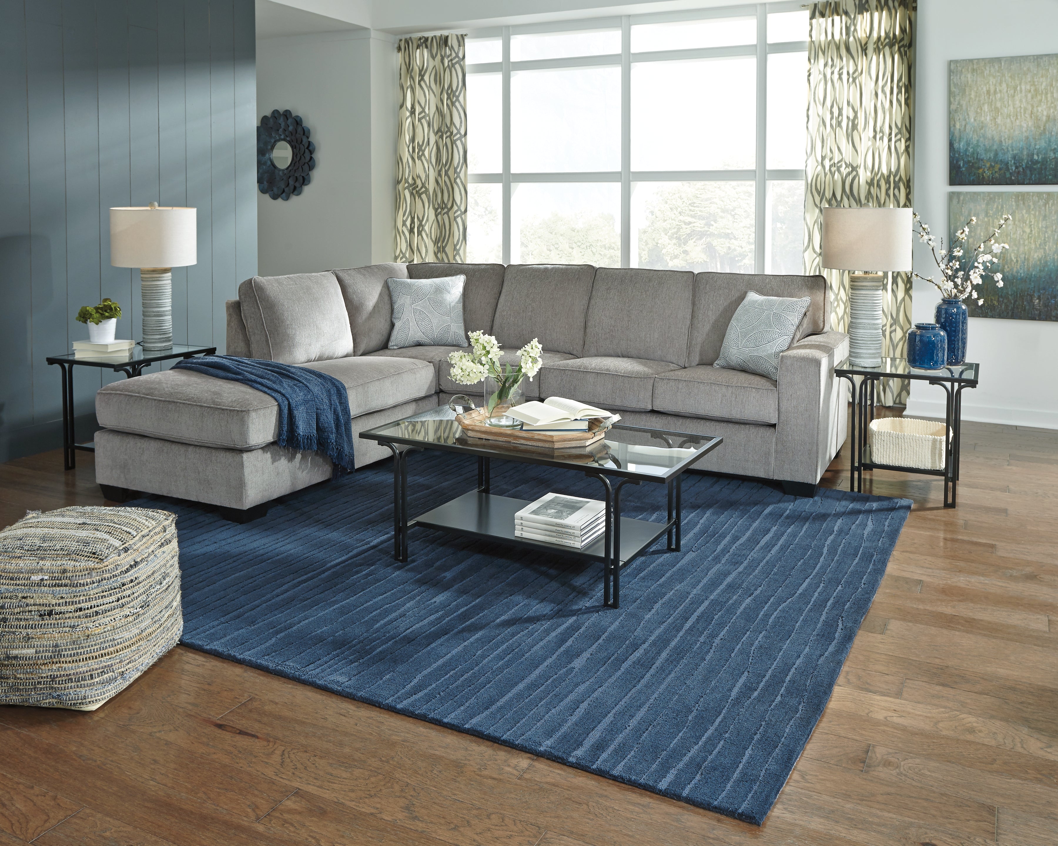 Furniture City Laplace - Ashley Furniture - Altari Sectionals - RAF 2-Piece Sectional with Chaise / Alloy - 87214S1