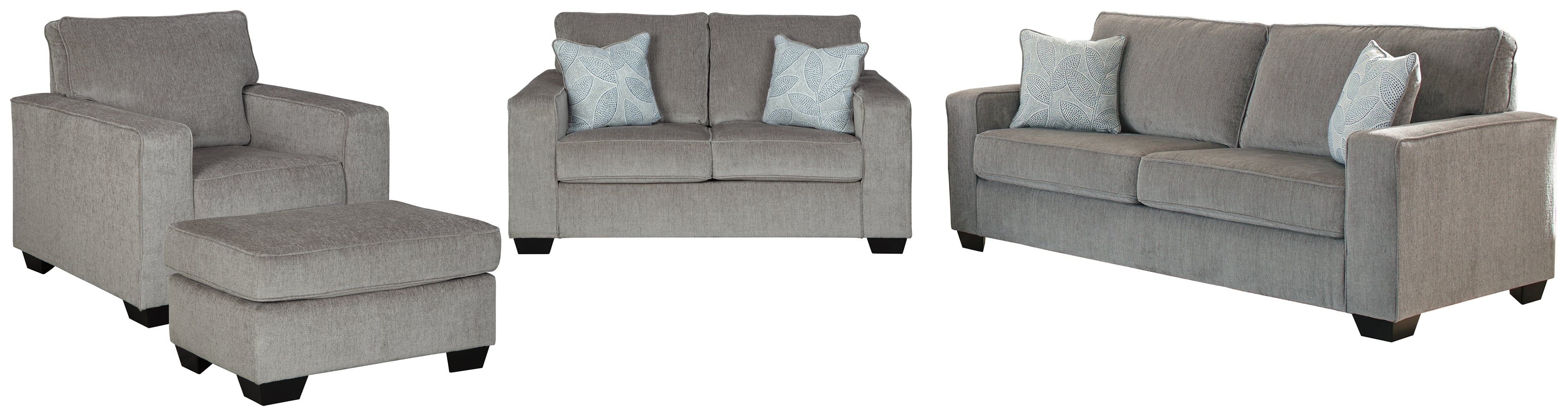 Furniture City Laplace - Ashley Furniture - Altari Sofa, Loveseat, Chair and Ottoman - Sofa, Loveseat, Chair and Ottoman / Alloy - 87214U7