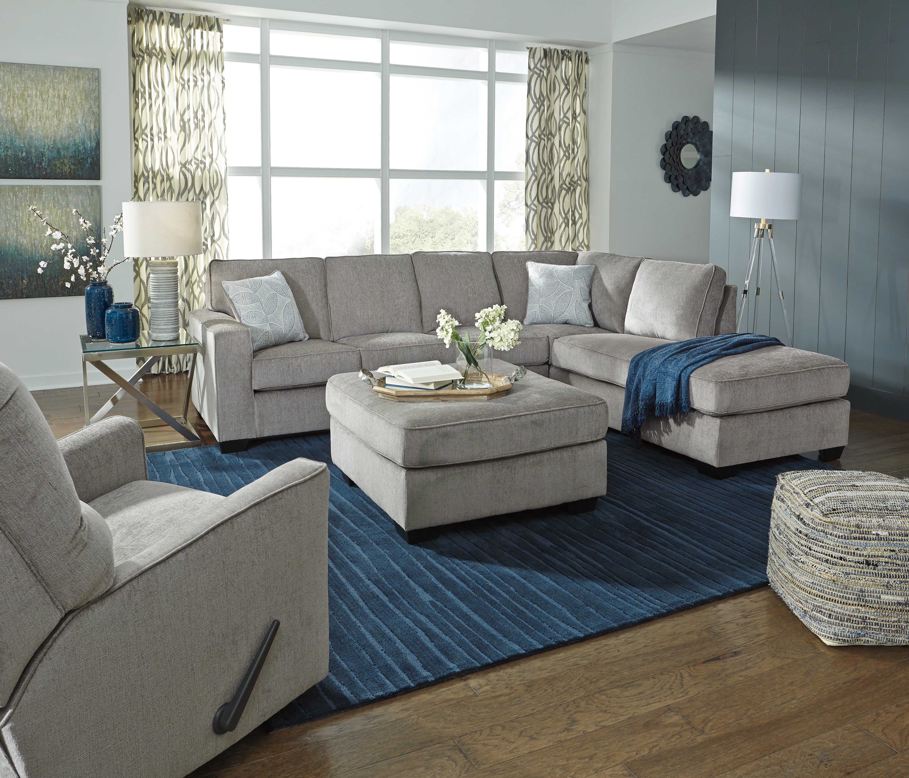 Furniture City Laplace - Ashley Furniture - Altari Sectionals - RAF 2-Piece Sectional with Chaise / Alloy - 87214S1