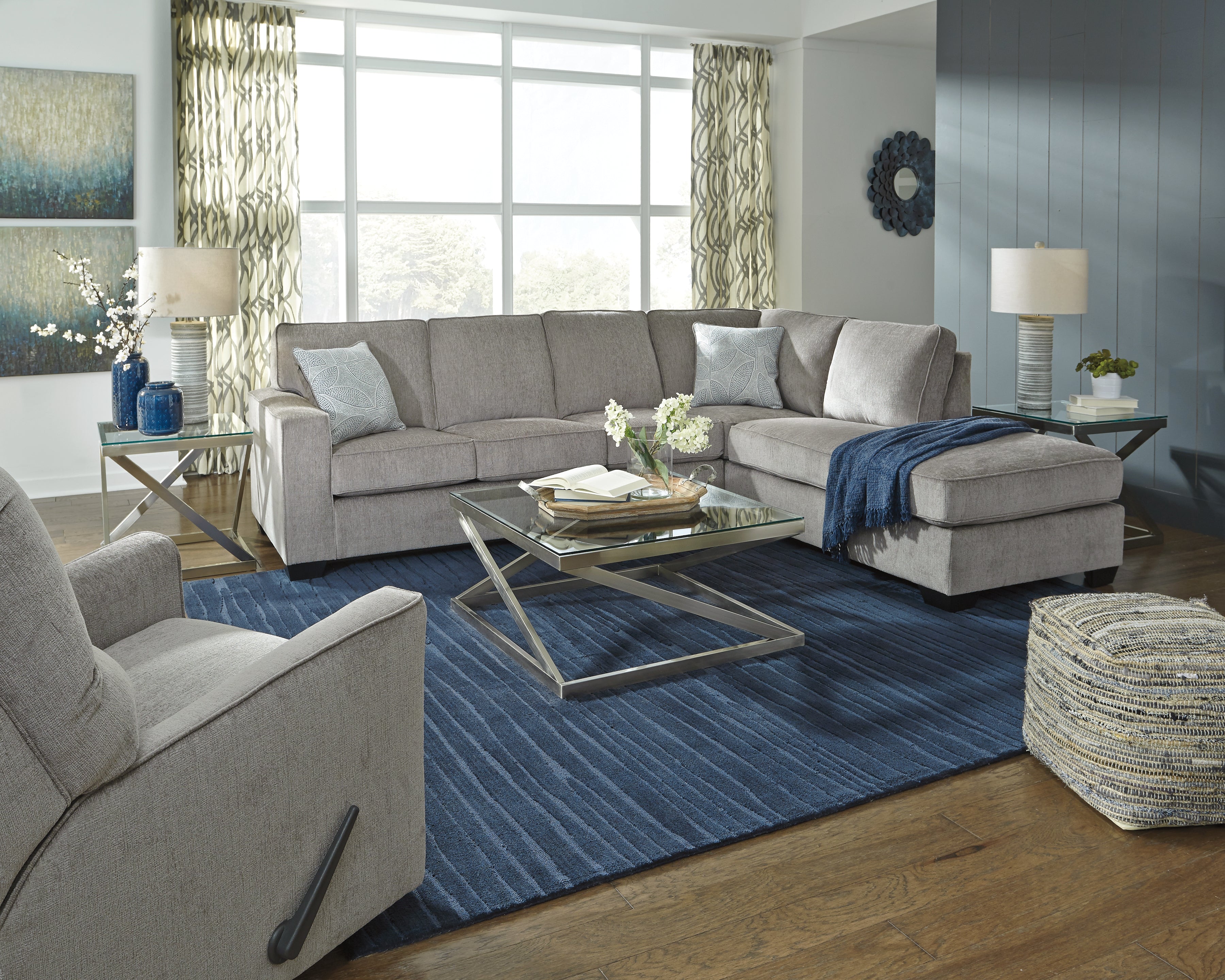 Furniture City Laplace - Ashley Furniture - Altari Sectionals - 2-Piece Sleeper Sectional with Chaise / Alloy - 87214S3